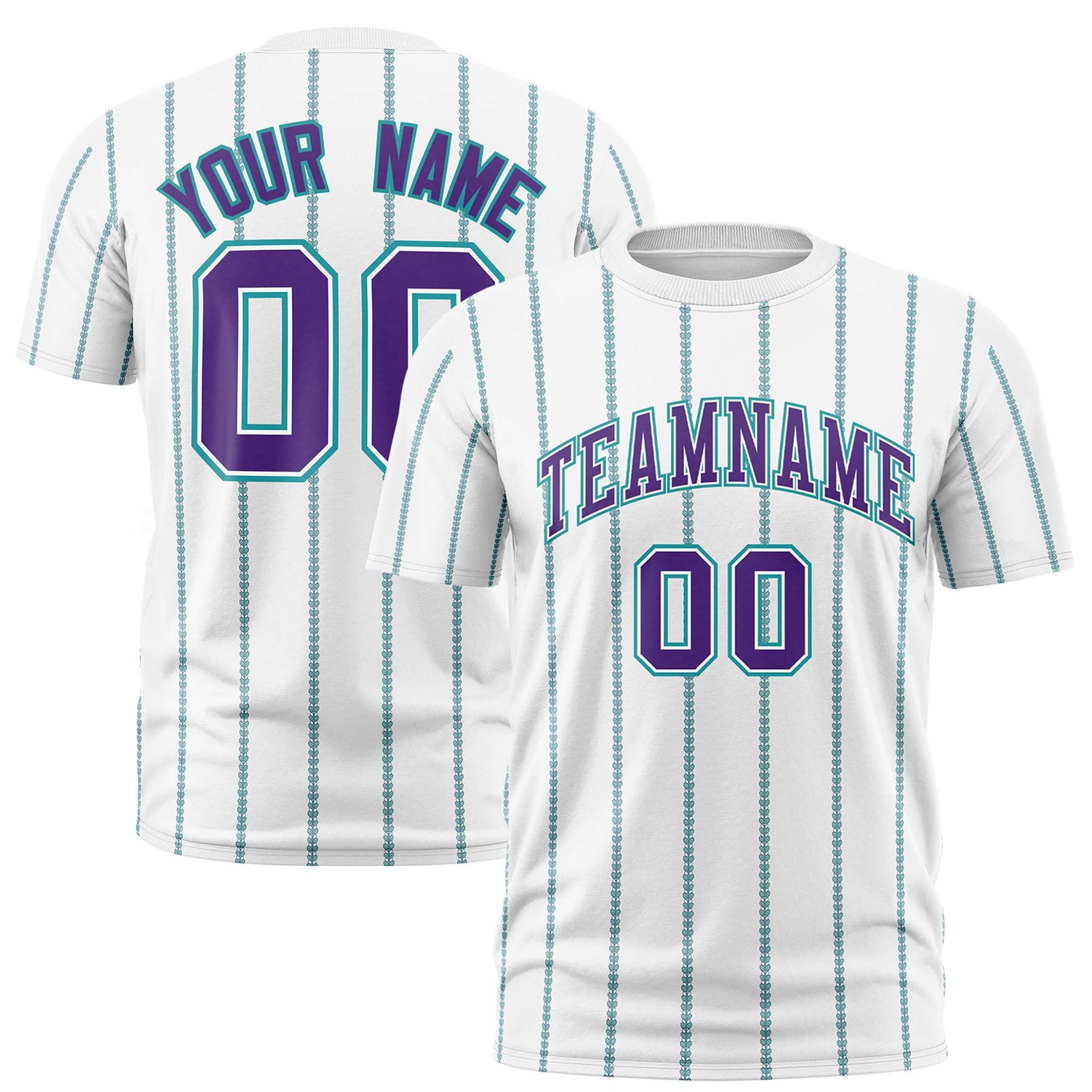 Custom White Purple Personalized Vertical Stripe Pattern Performance T-Shirt