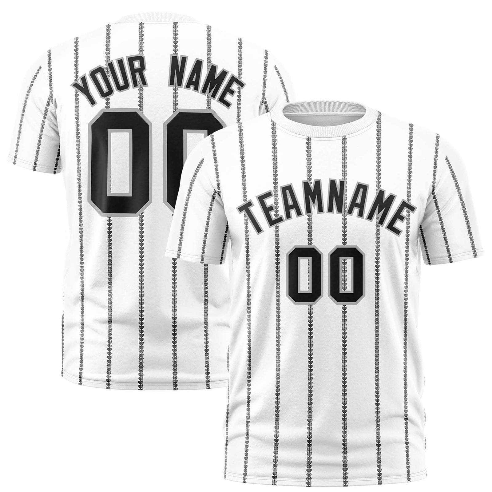 Custom White Black Personalized Vertical Stripe Pattern Performance T-Shirt