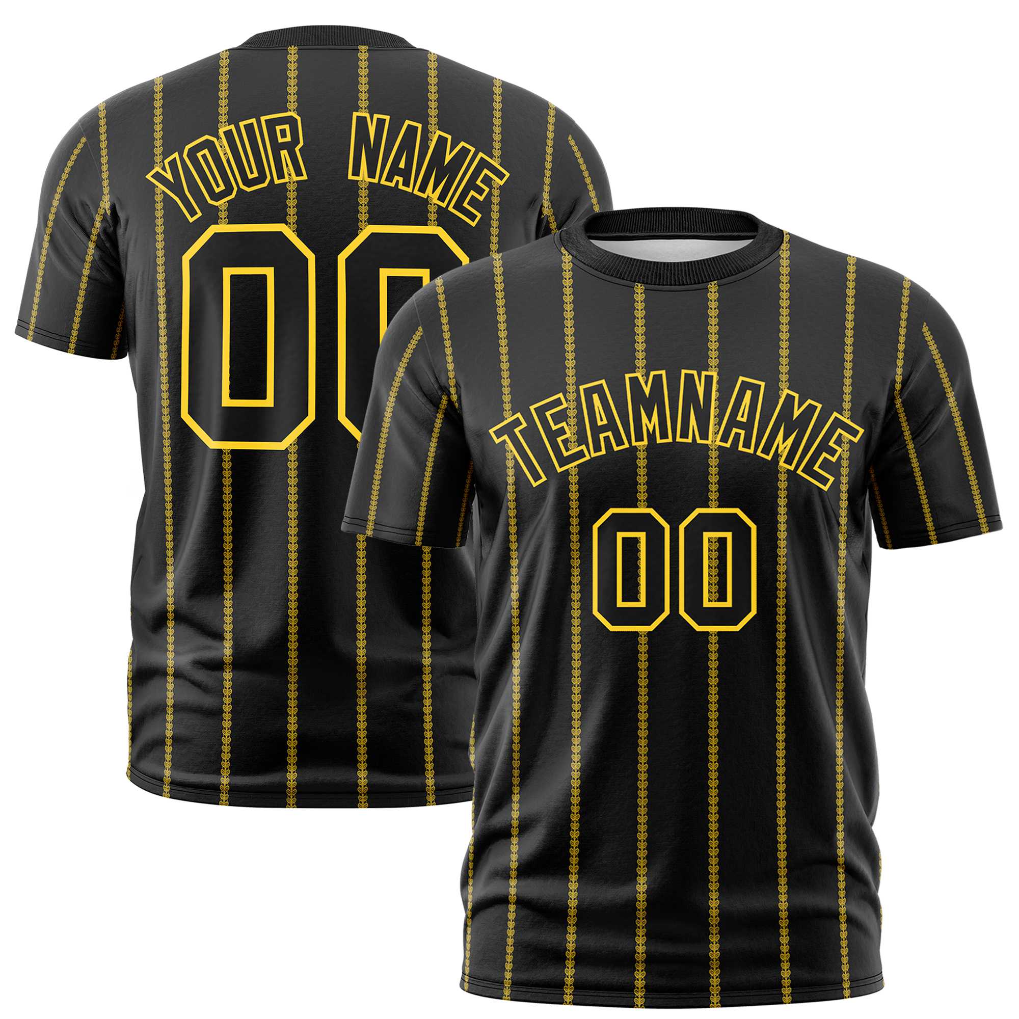 Custom Black Gold01 Personalized Vertical Stripe Pattern Performance T-Shirt