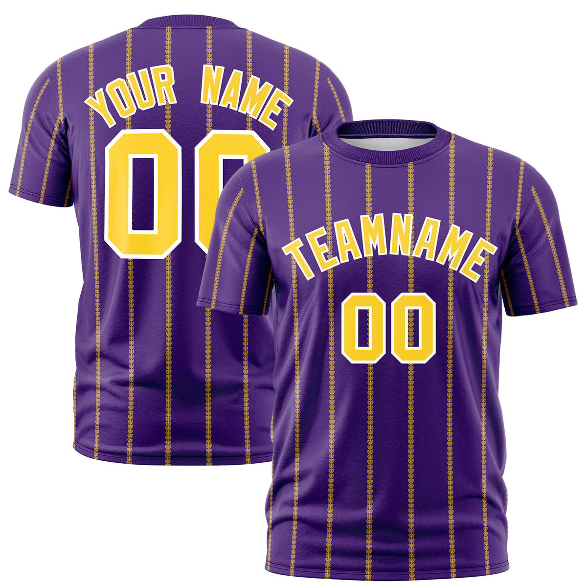 Custom Purple Gold01 Personalized Vertical Stripe Pattern Performance T-Shirt