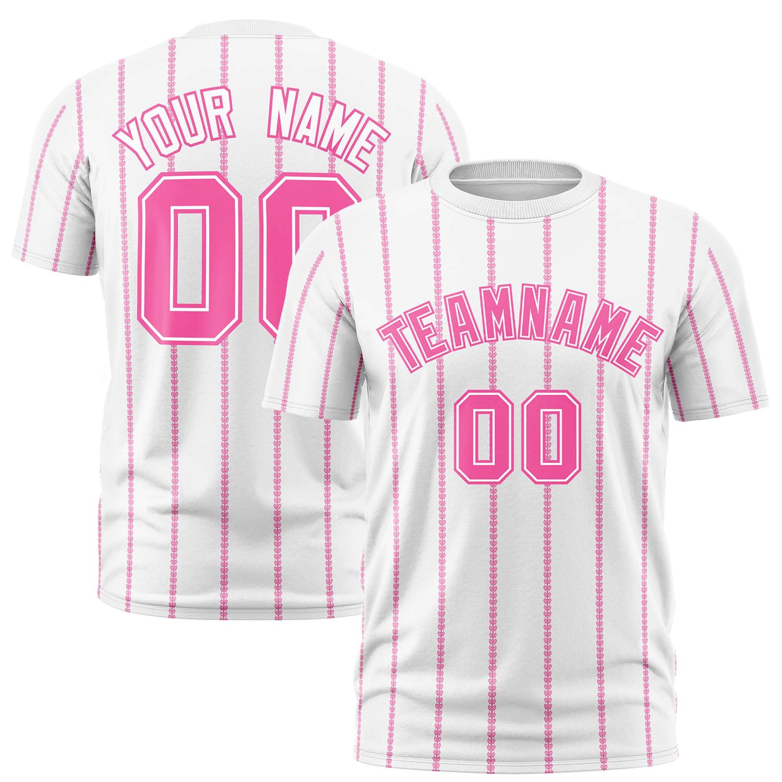 Custom White Pink Personalized Vertical Stripe Pattern Performance T-Shirt