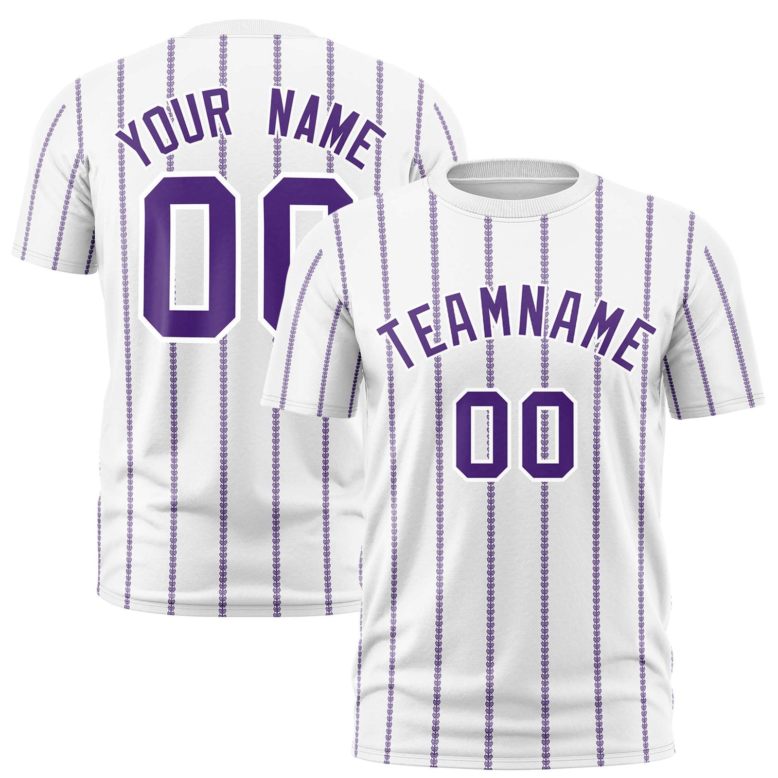 Custom White Purple Personalized Vertical Stripe Pattern Performance T-Shirt