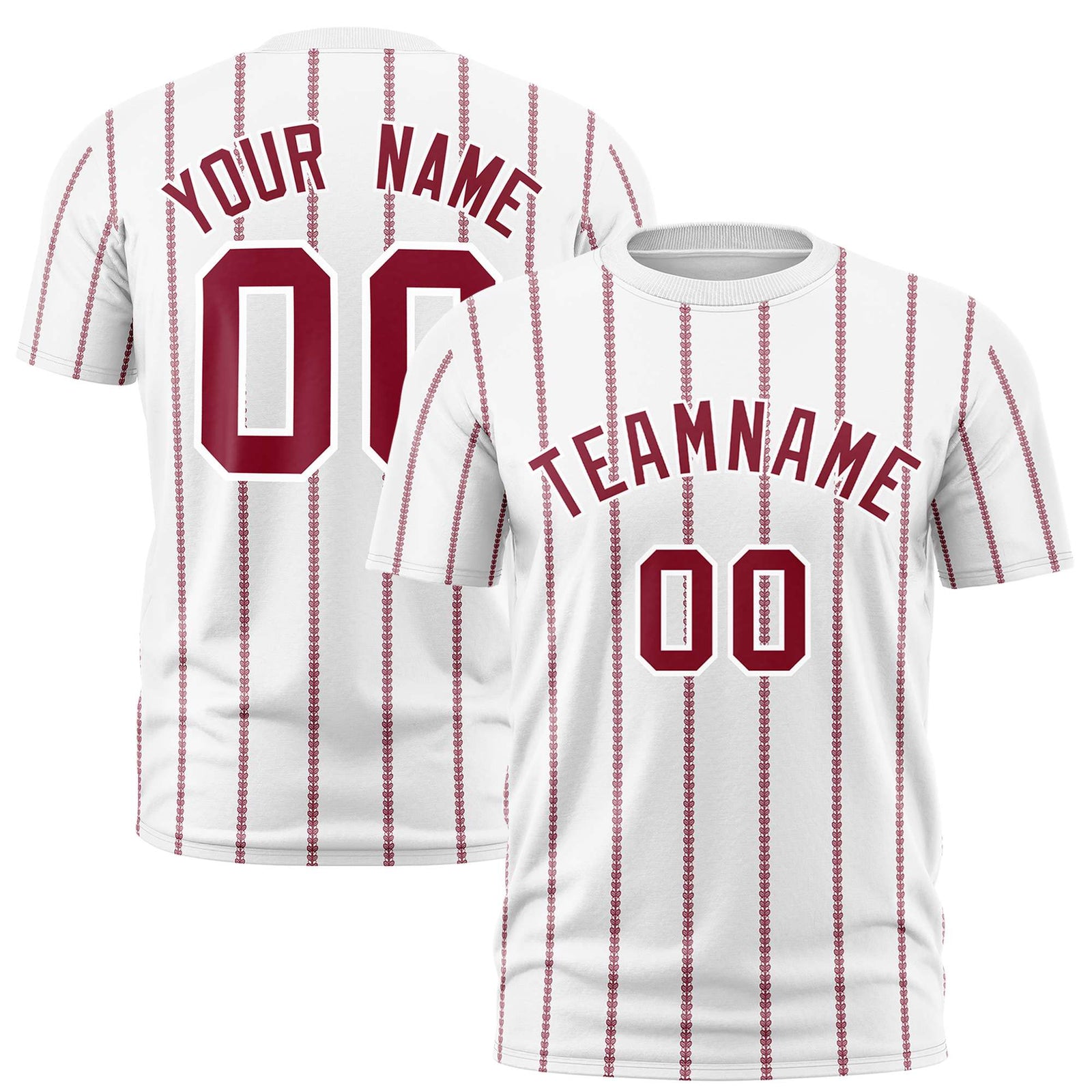 Custom White Red Personalized Vertical Stripe Pattern Performance T-Shirt