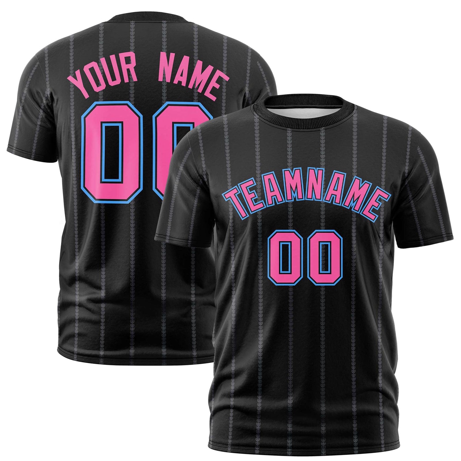 Custom Black Pink Personalized Vertical Stripe Pattern Performance T-Shirt