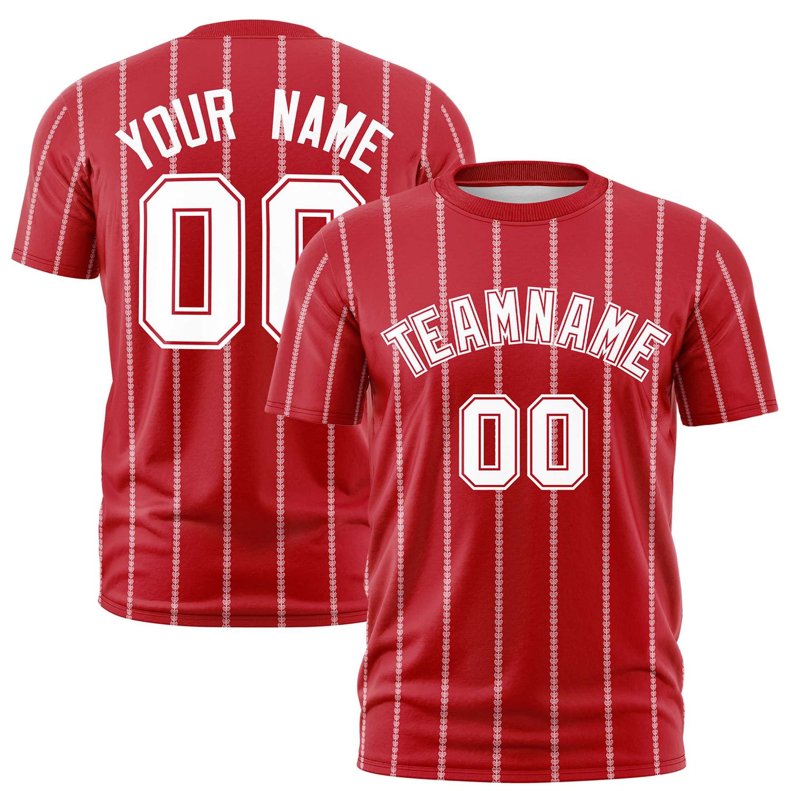 Custom Red White Personalized Vertical Stripe Pattern Performance T-Shirt