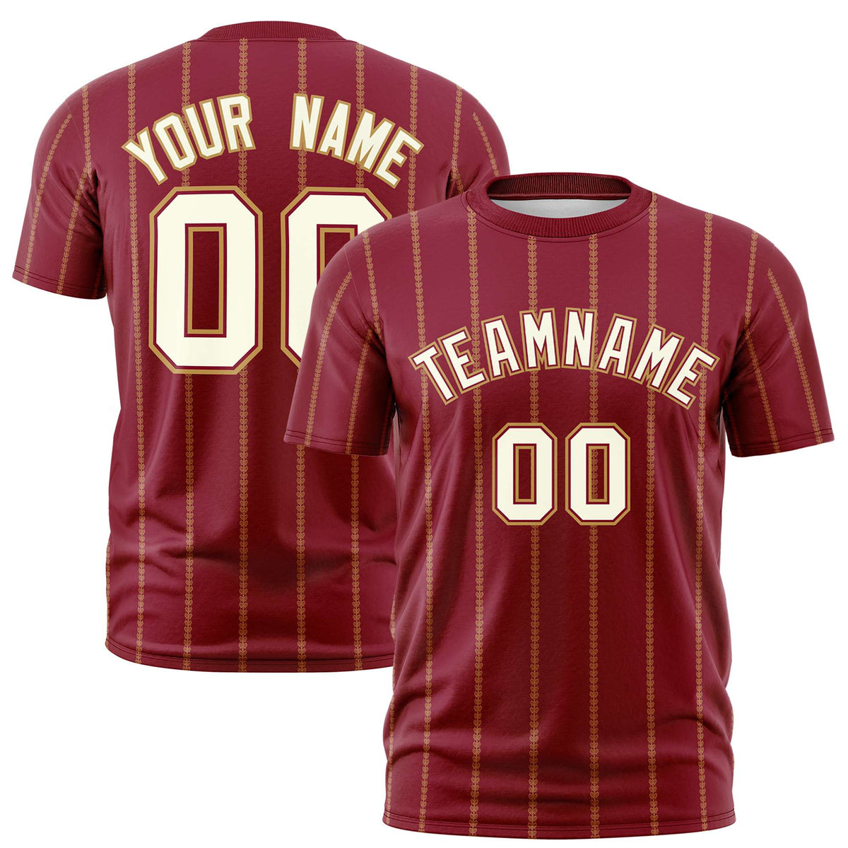 Custom Crimson White Personalized Vertical Stripe Pattern Performance T-Shirt