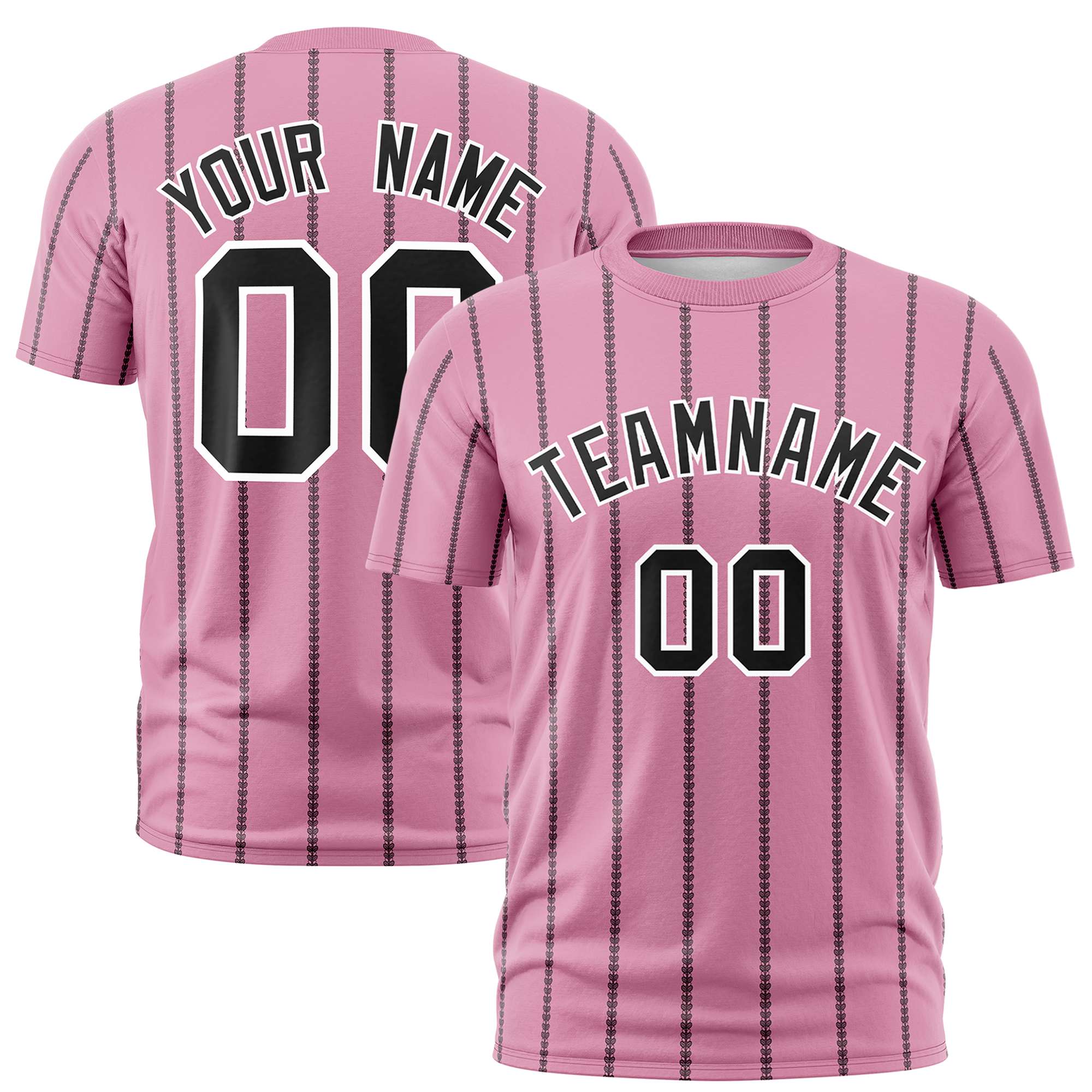 Custom Pink Black Personalized Vertical Stripe Pattern Performance T-Shirt