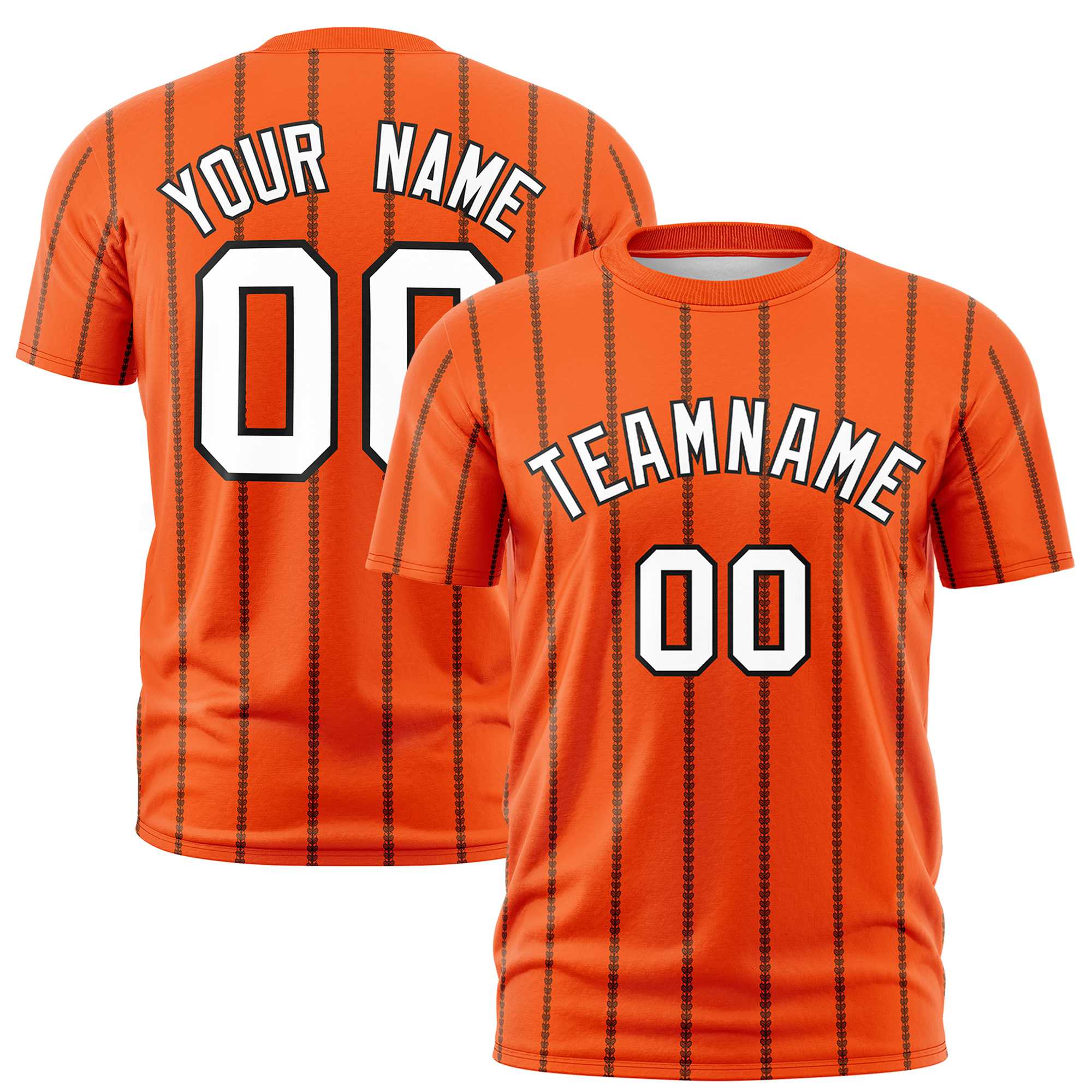 Custom Orange Black Personalized Vertical Stripe Pattern Performance T-Shirt