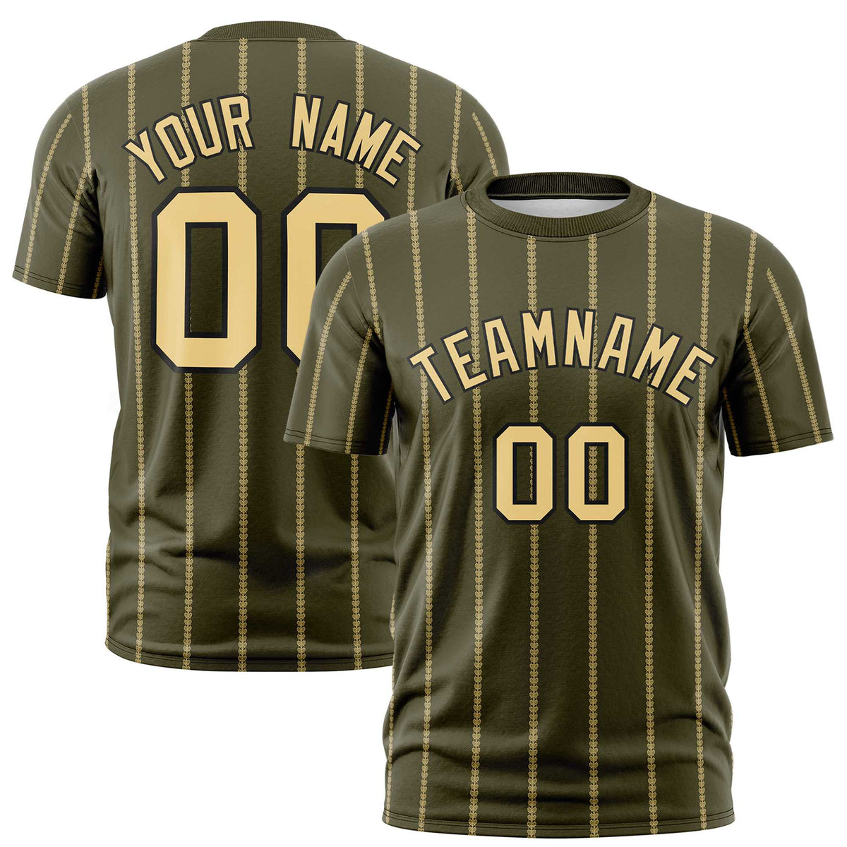 Custom Olive Old Gold Personalized Vertical Stripe Pattern Performance T-Shirt