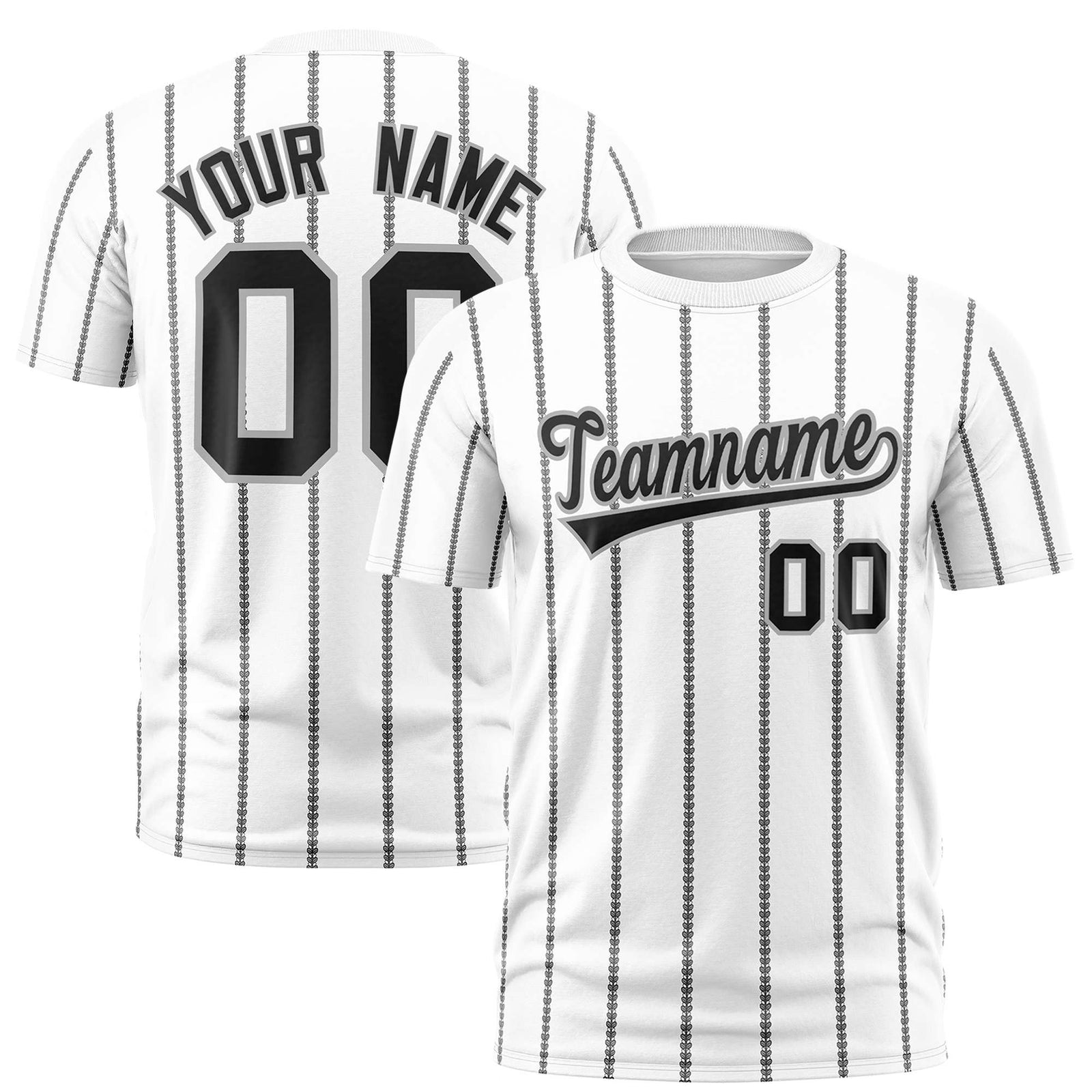 Custom White Black Personalized Vertical Stripe Pattern Performance T-Shirt