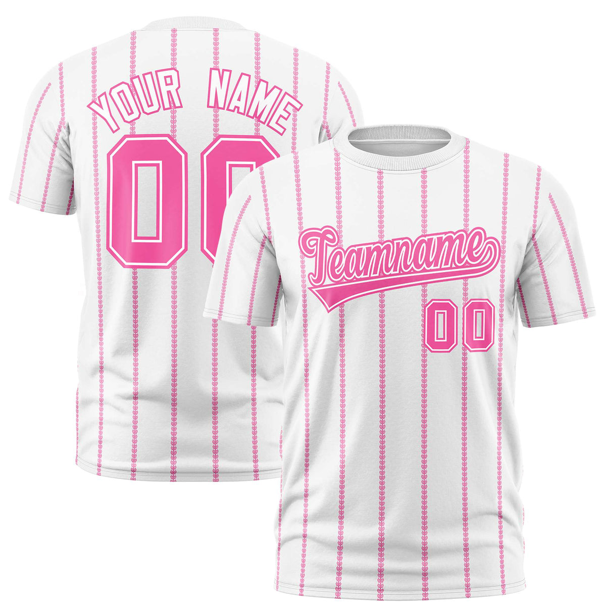 Custom White Pink Personalized Vertical Stripe Pattern Performance T-Shirt