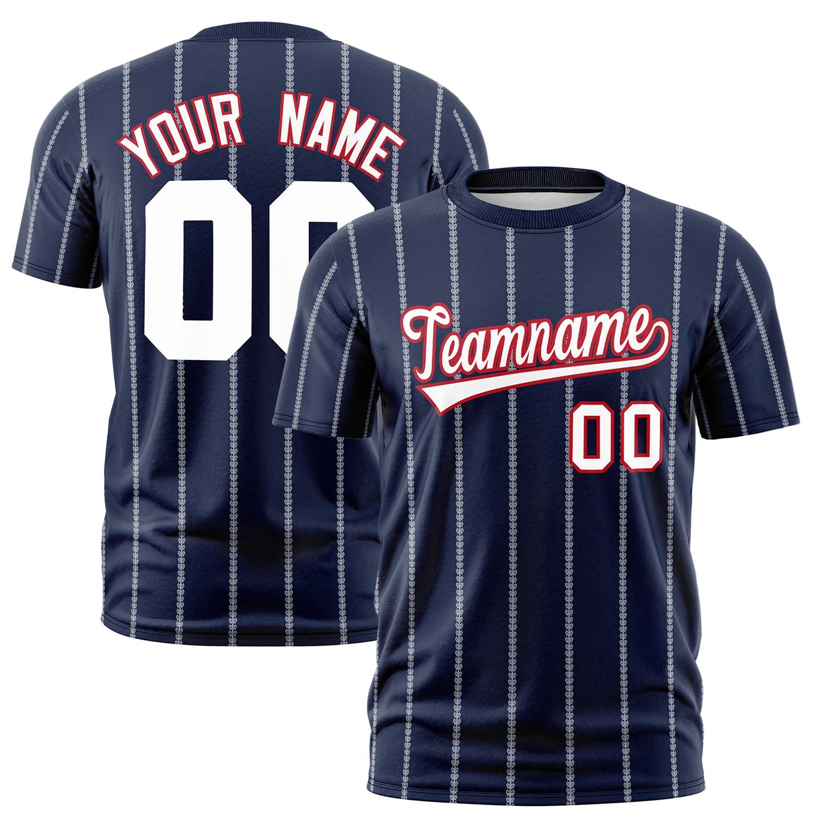 Custom Navy White Personalized Vertical Stripe Pattern Performance T-Shirt