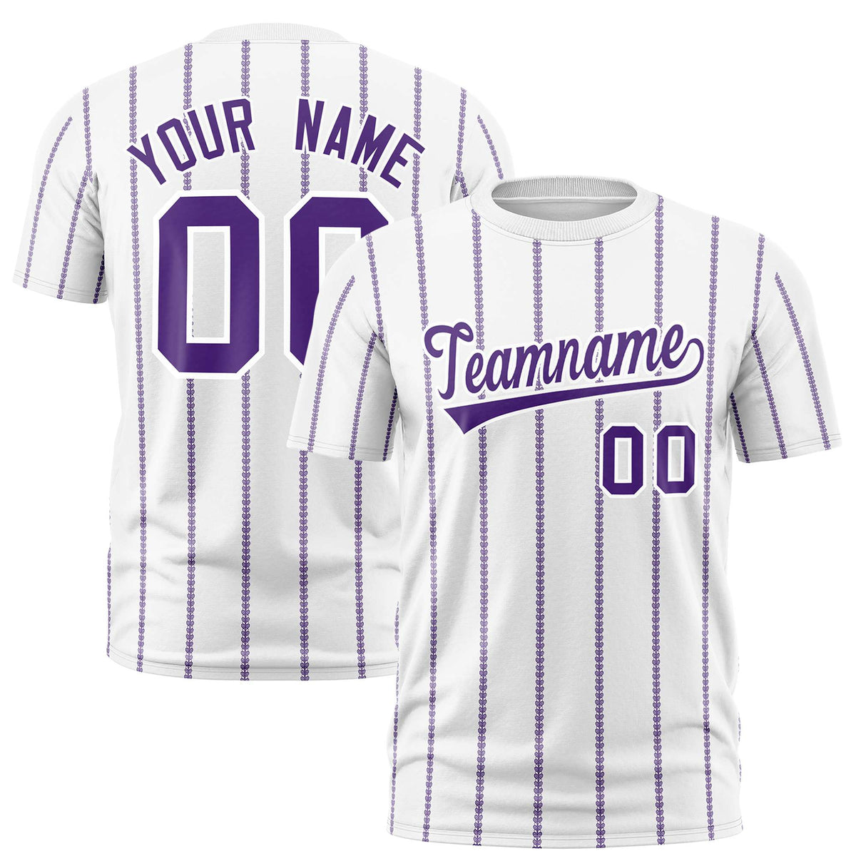 Custom White Purple Personalized Vertical Stripe Pattern Performance T-Shirt