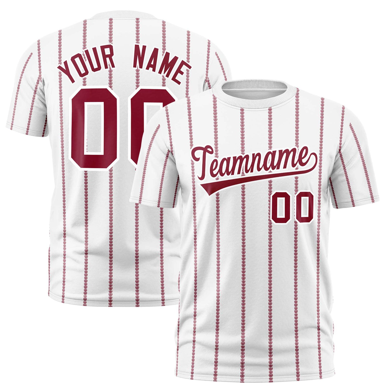 Custom White Red Personalized Vertical Stripe Pattern Performance T-Shirt