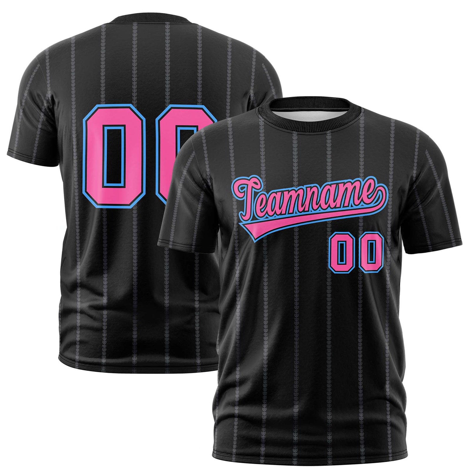 Custom Black Pink Personalized Vertical Stripe Pattern Performance T-Shirt