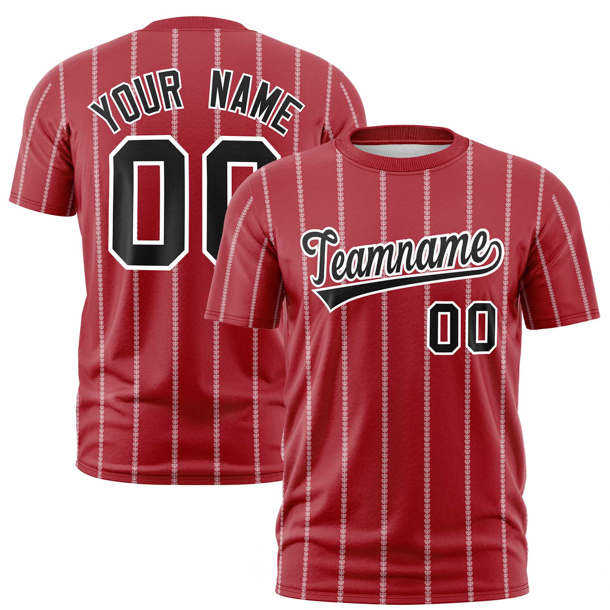 Custom Red Black Personalized Vertical Stripe Pattern Performance T-Shirt