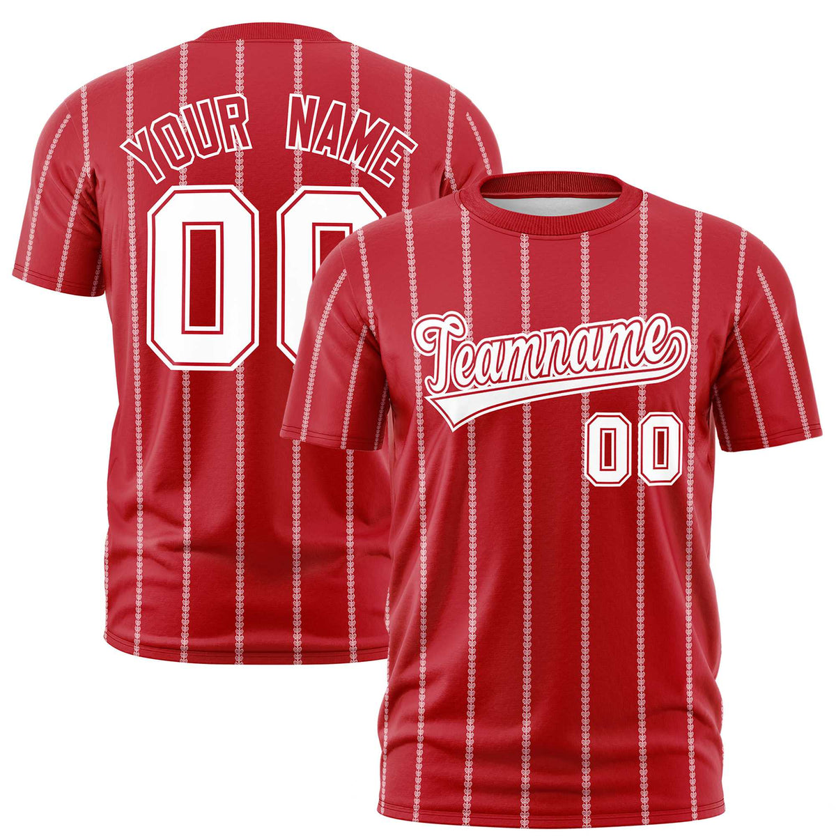 Custom Red White Personalized Vertical Stripe Pattern Performance T-Shirt