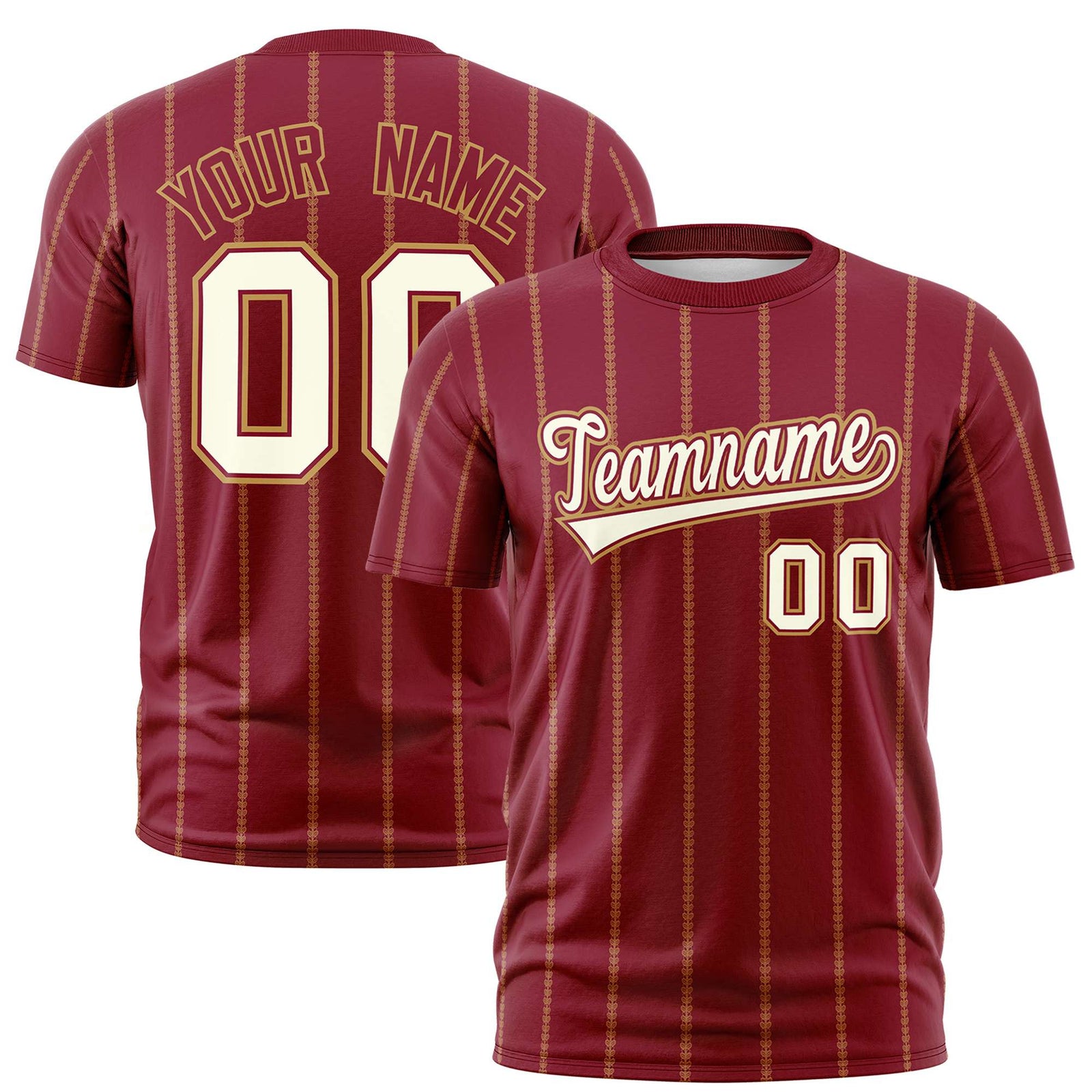 Custom Crimson White Personalized Vertical Stripe Pattern Performance T-Shirt