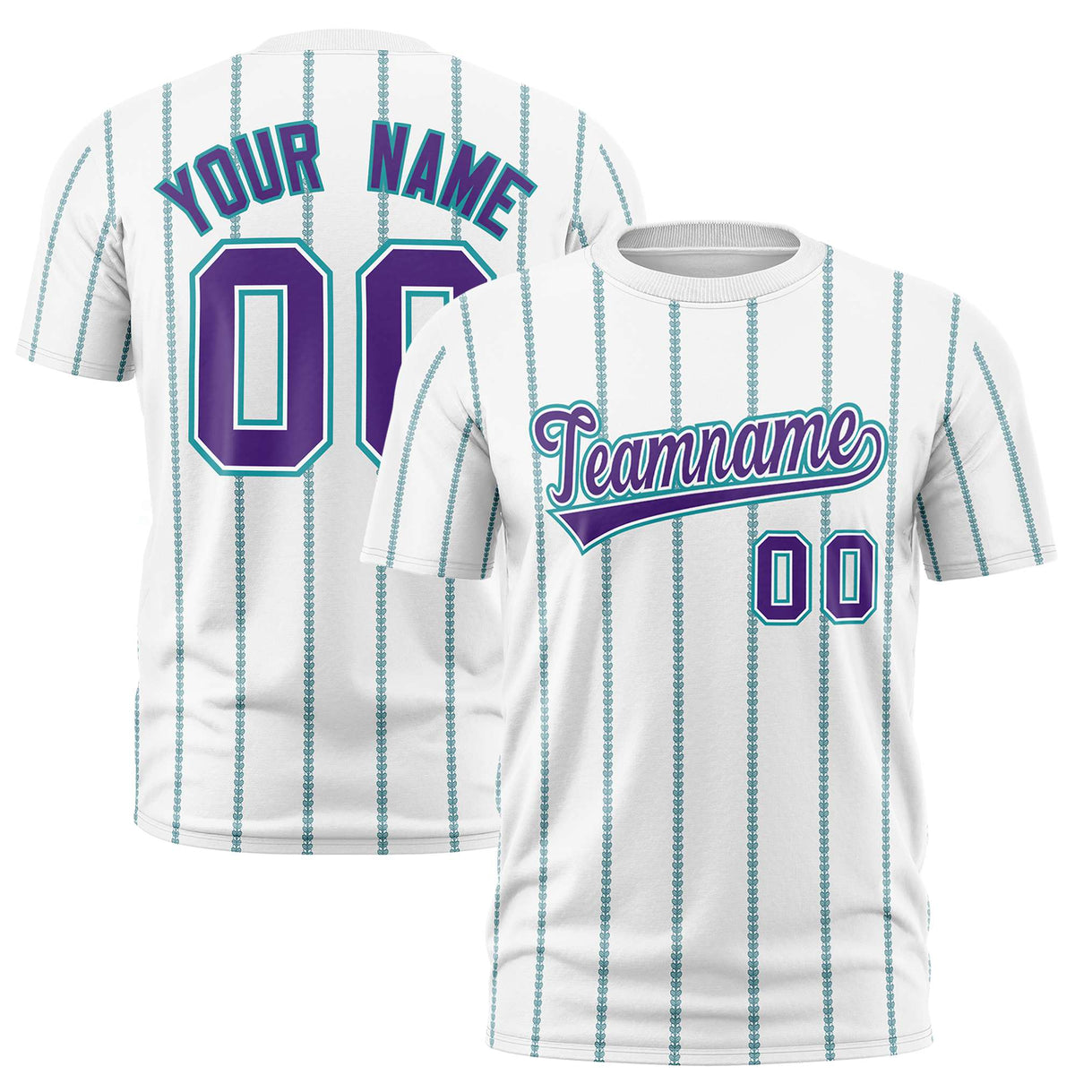 Custom White Purple Personalized Vertical Stripe Pattern Performance T-Shirt