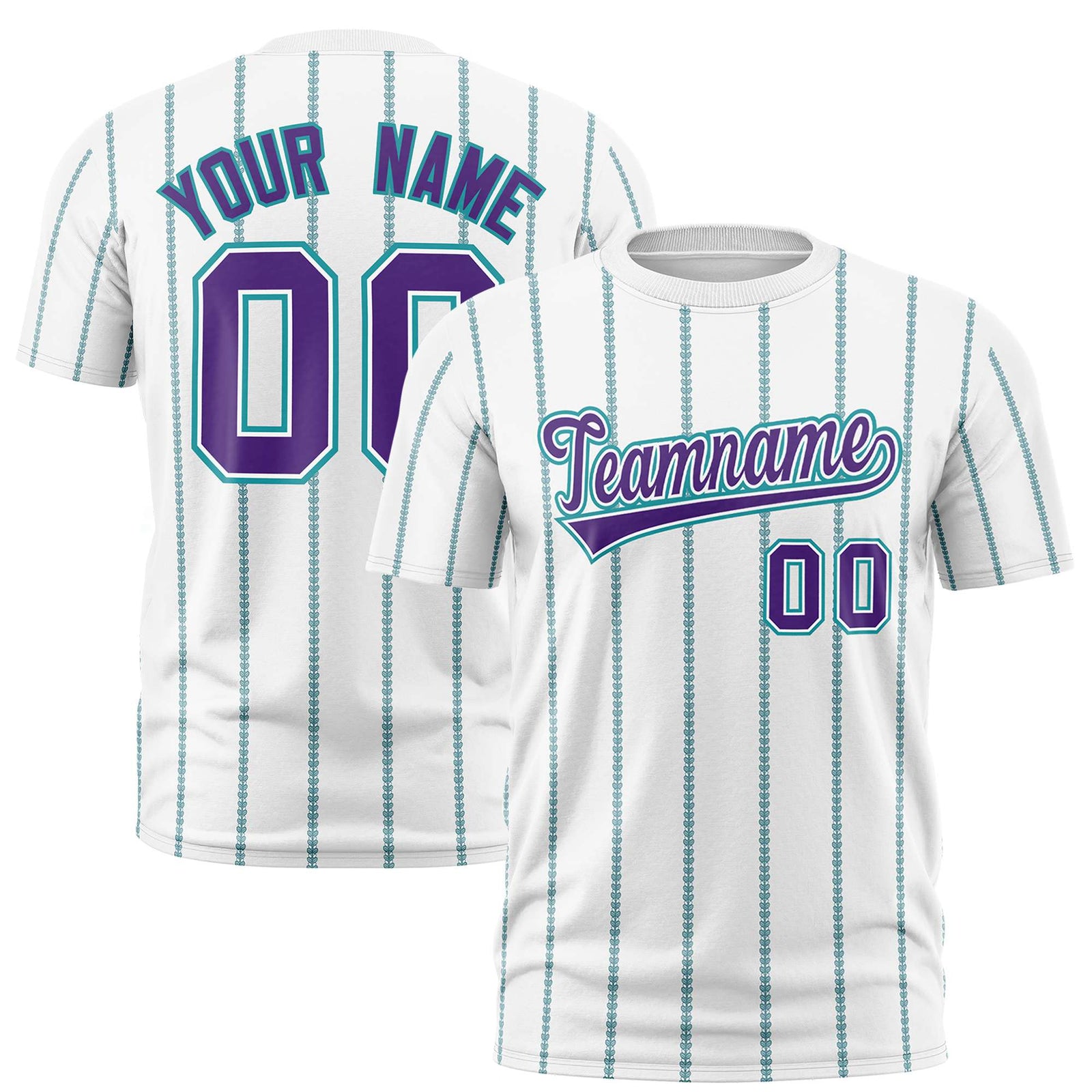 Custom White Purple Personalized Vertical Stripe Pattern Performance T-Shirt