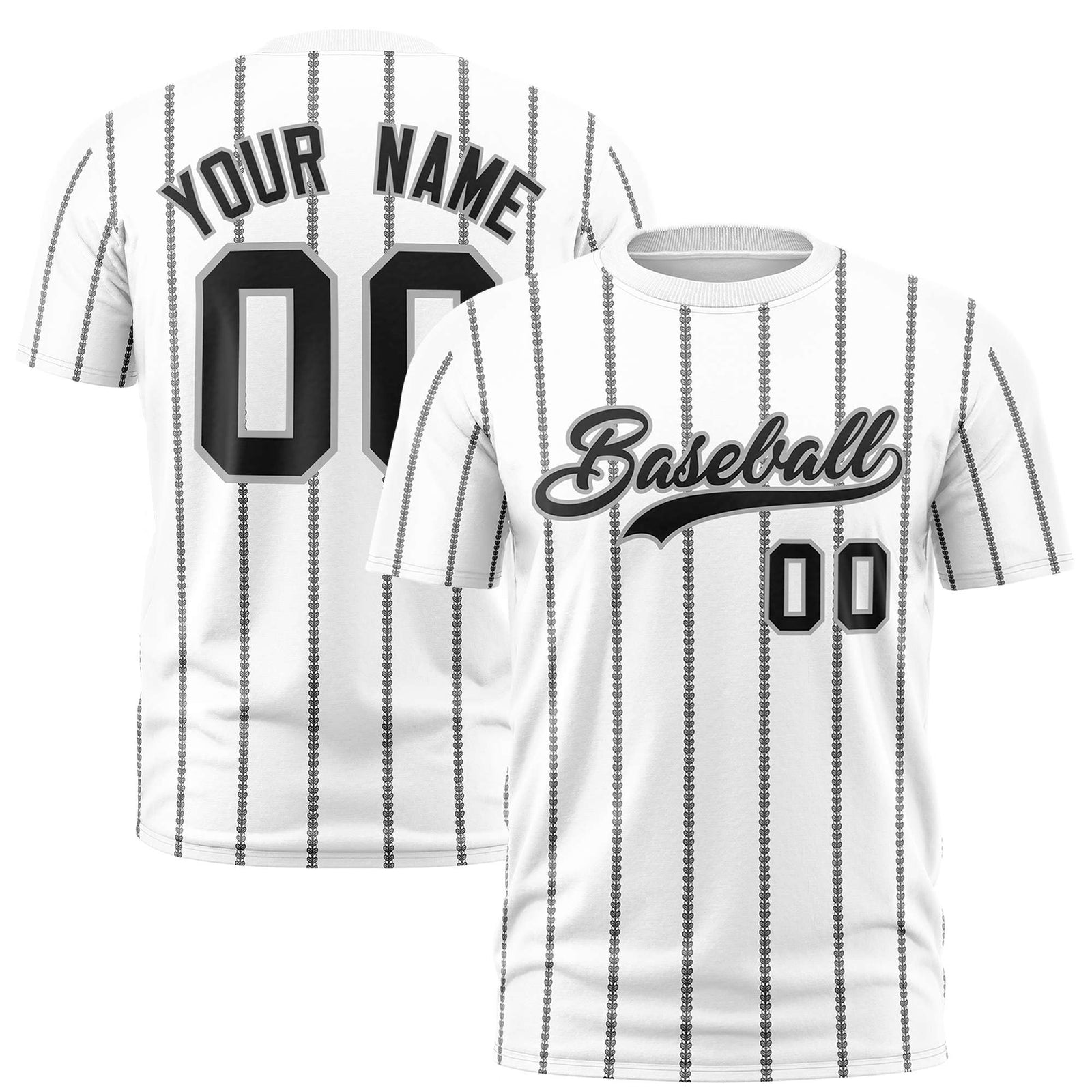 Custom White Black Personalized Vertical Stripe Pattern Performance T-Shirt