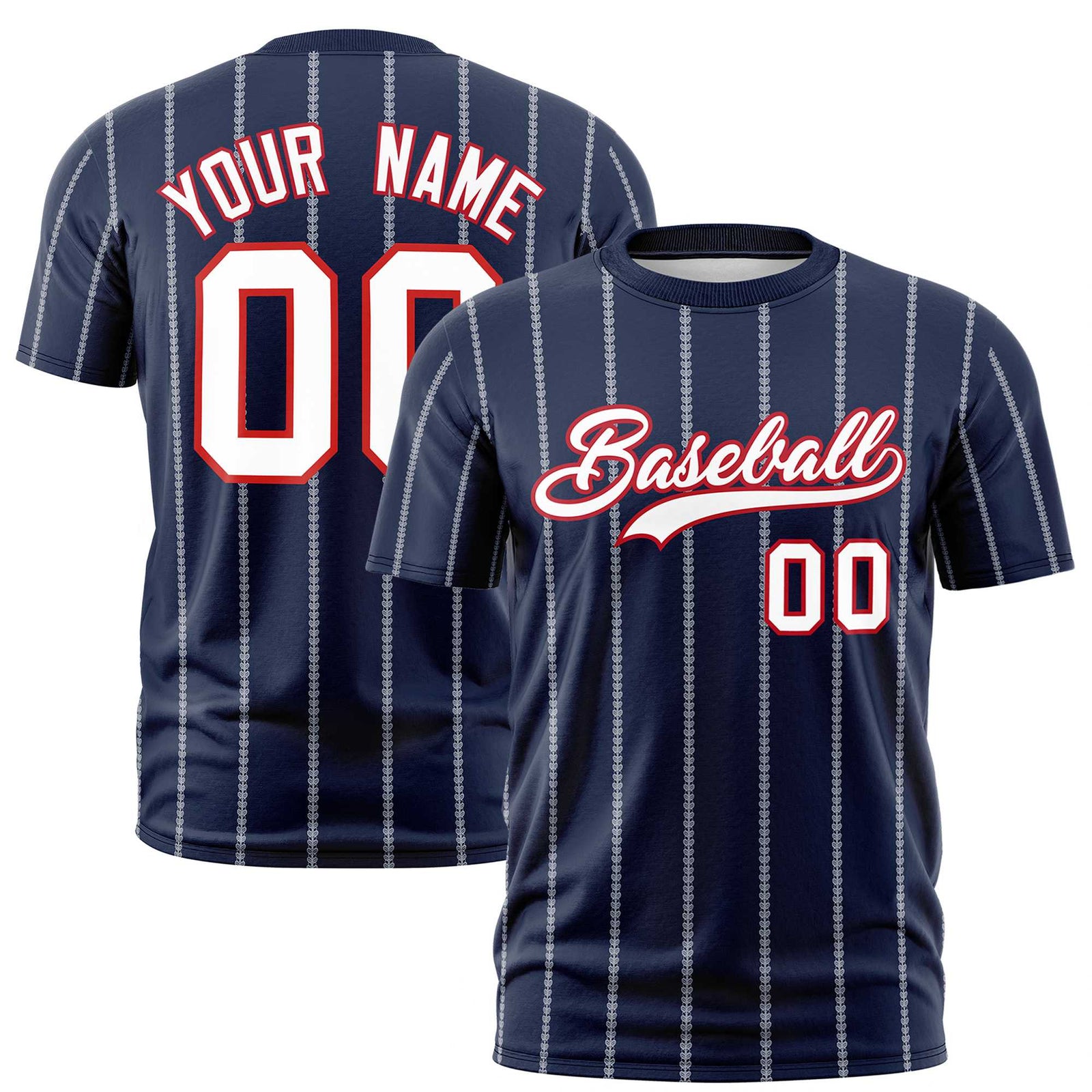Custom Navy White Personalized Vertical Stripe Pattern Performance T-Shirt