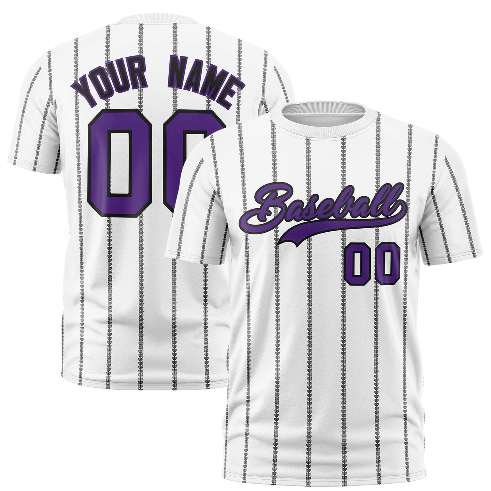 Custom White Black Personalized Vertical Stripe Pattern Performance T-Shirt