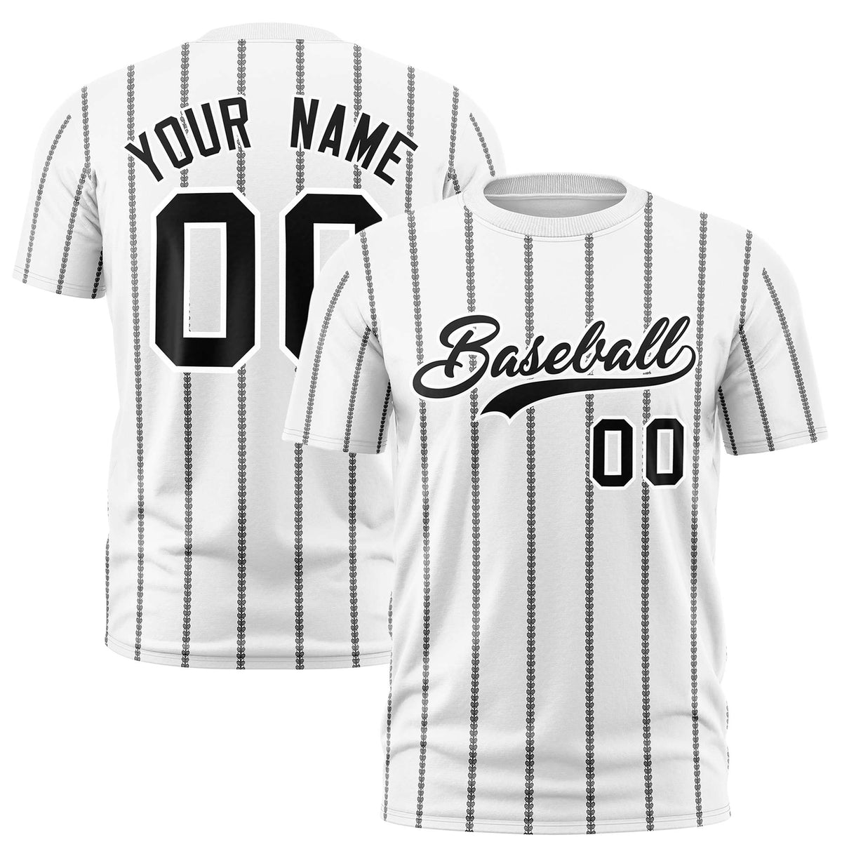 Custom White Black Personalized Vertical Stripe Pattern Performance T-Shirt