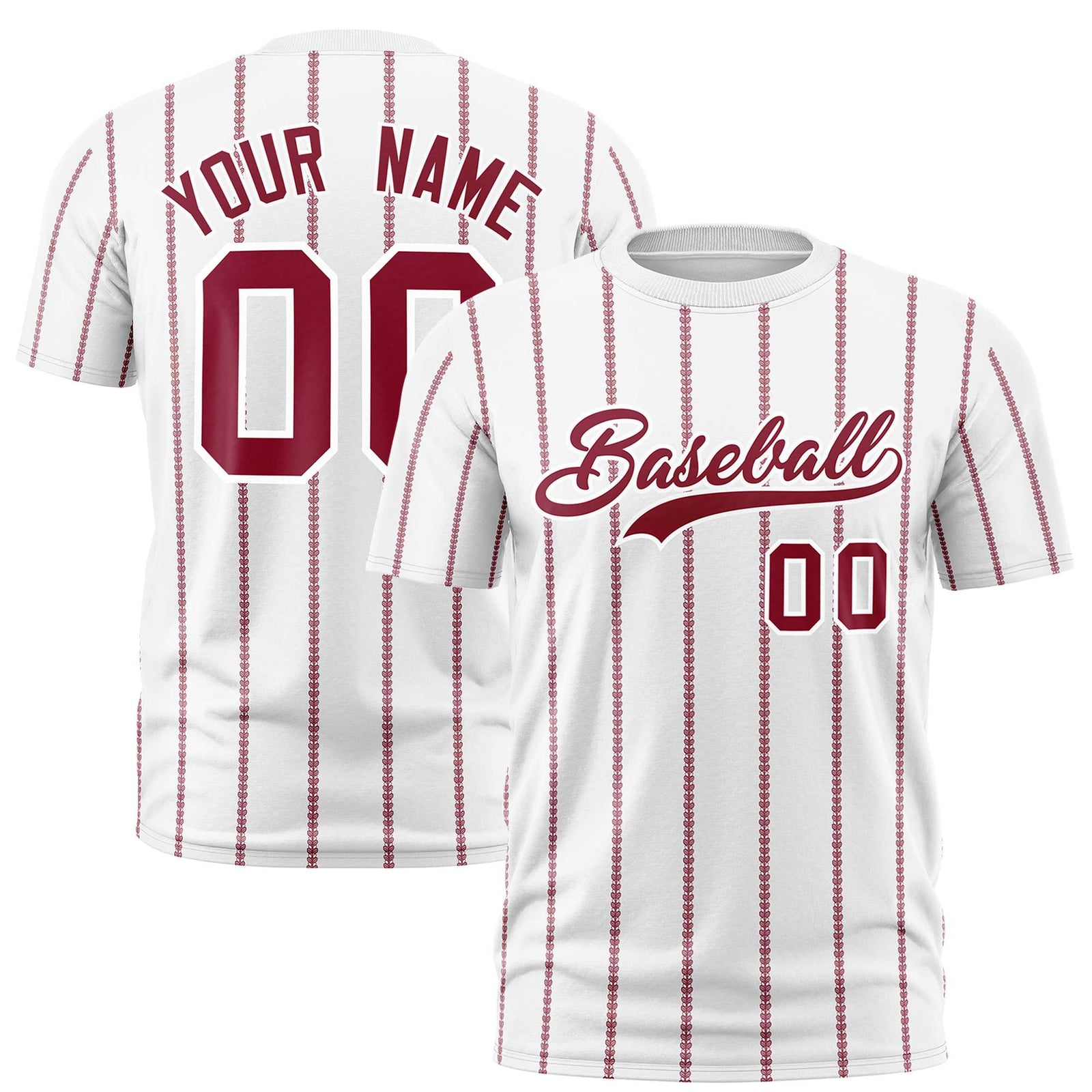 Custom White Red Personalized Vertical Stripe Pattern Performance T-Shirt