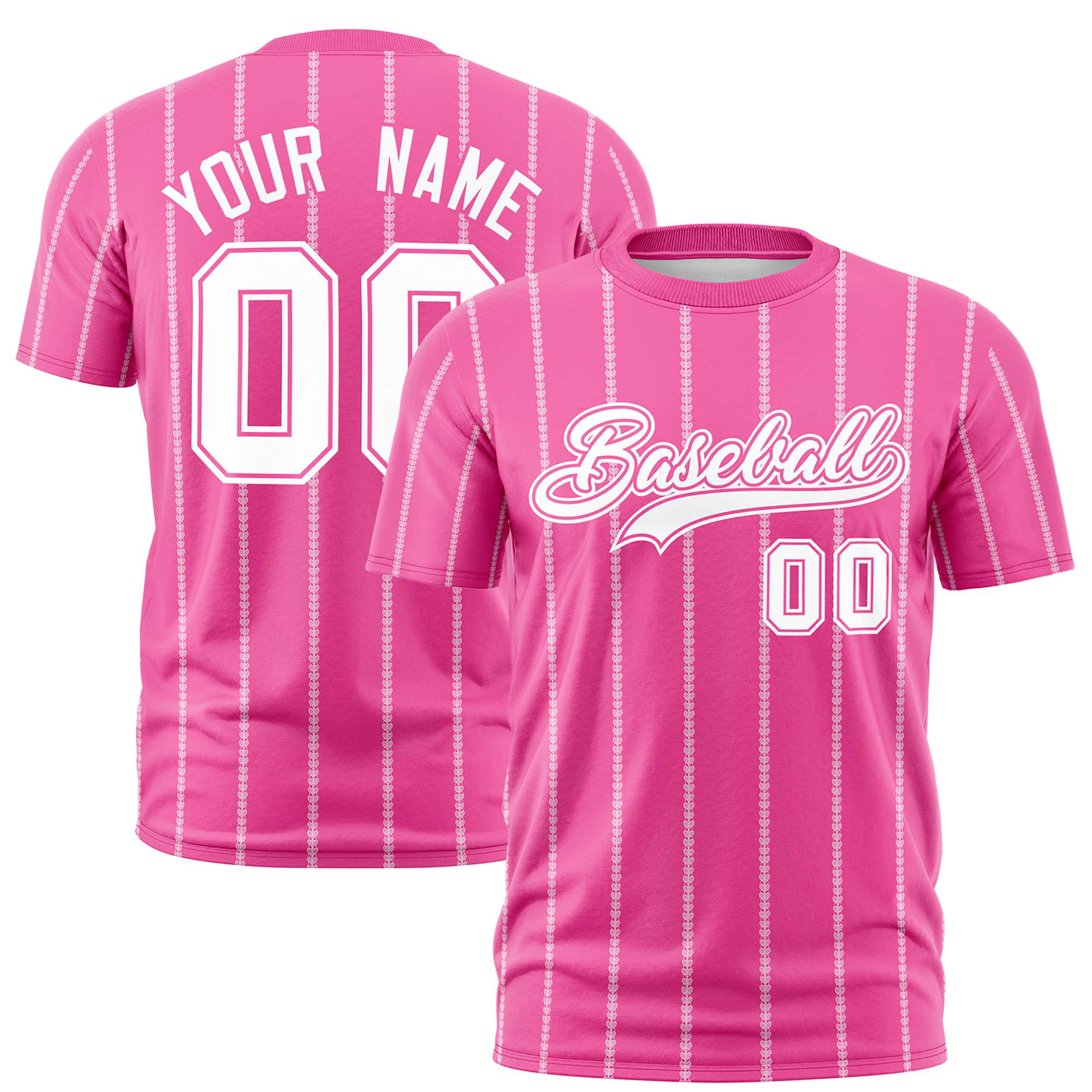 Custom Pink White Personalized Vertical Stripe Pattern Performance T-Shirt