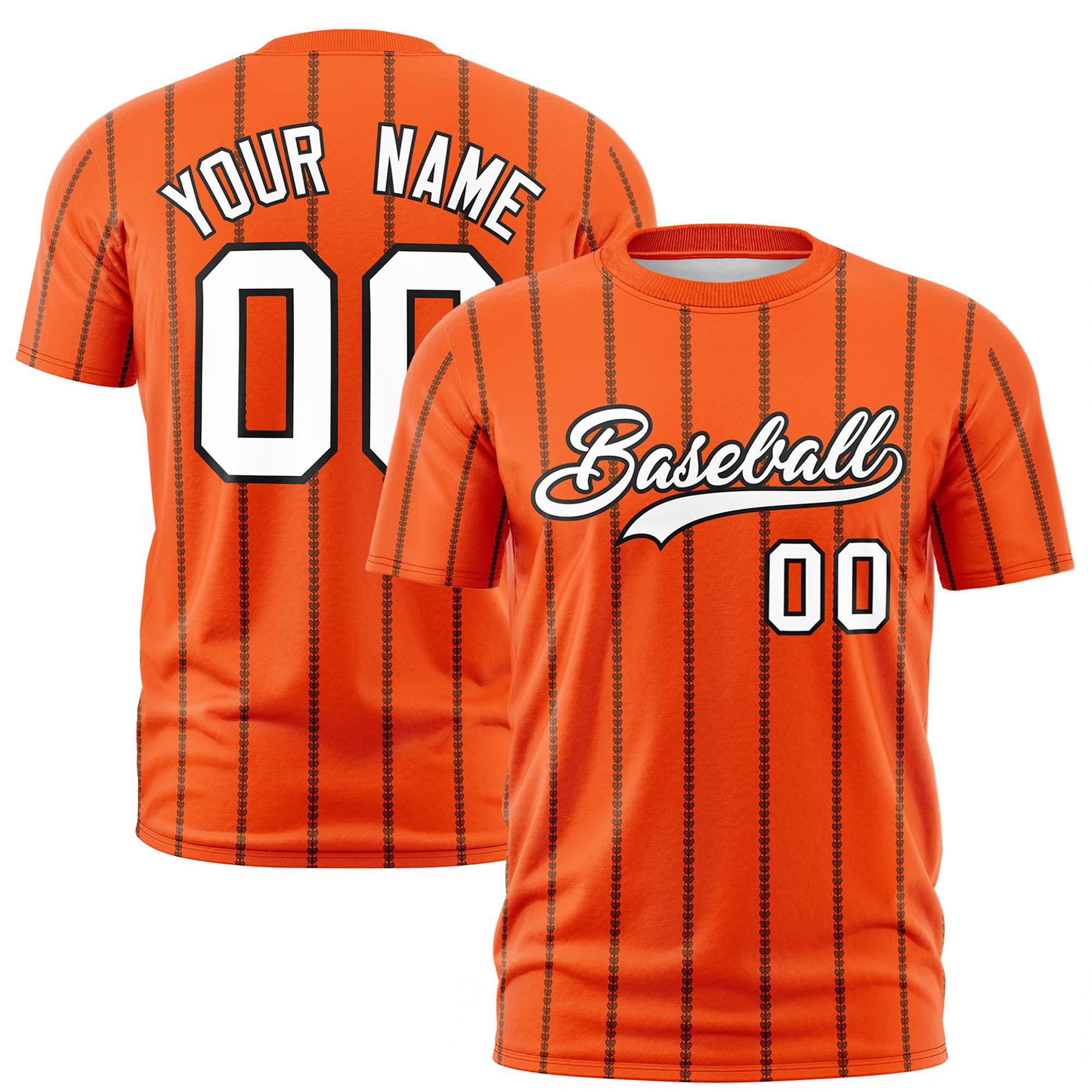 Custom Orange Black Personalized Vertical Stripe Pattern Performance T-Shirt