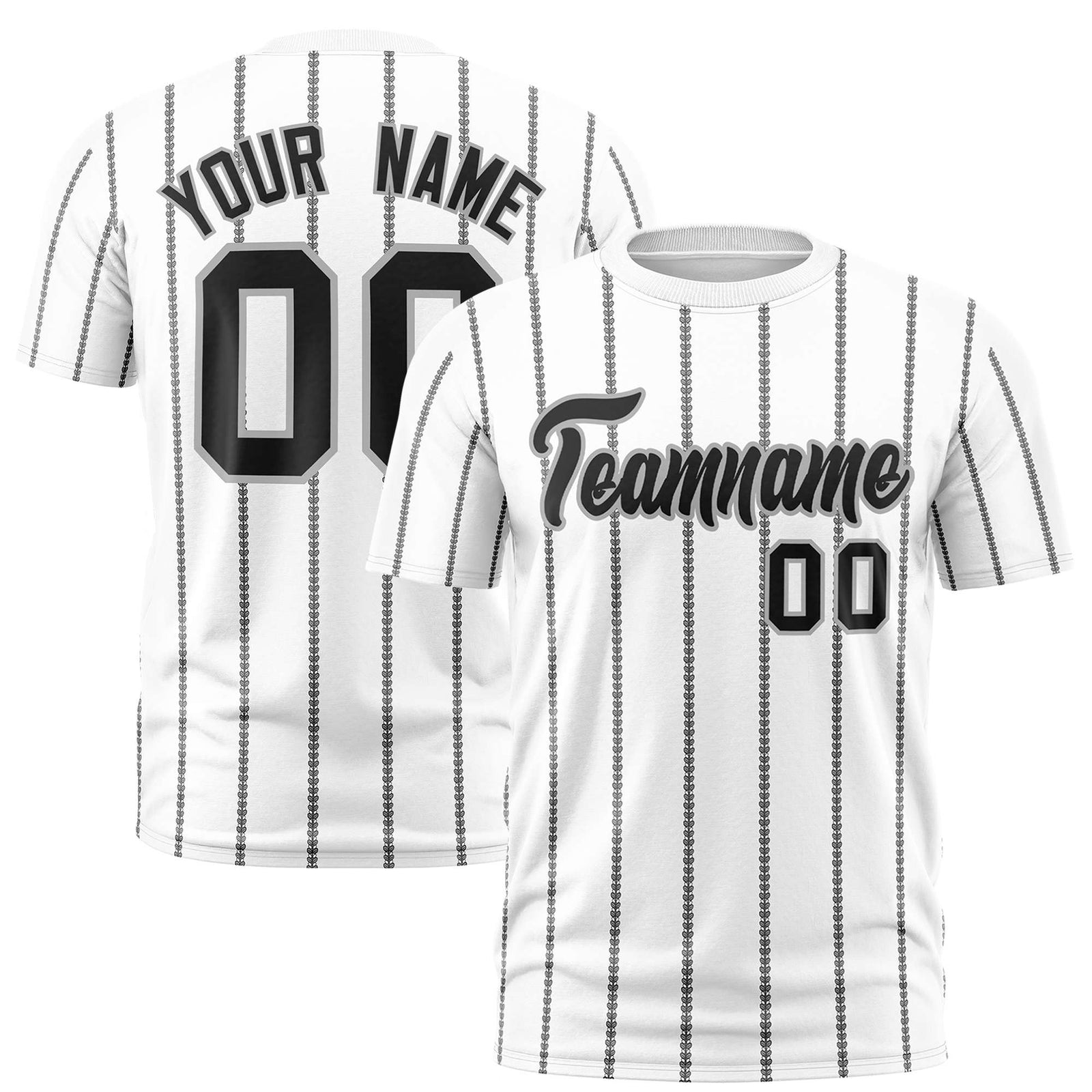 Custom White Black Personalized Vertical Stripe Pattern Performance T-Shirt