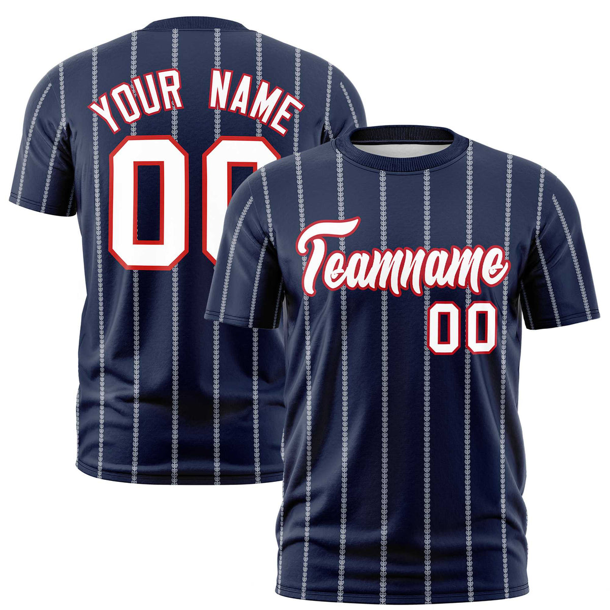 Custom Navy White Personalized Vertical Stripe Pattern Performance T-Shirt