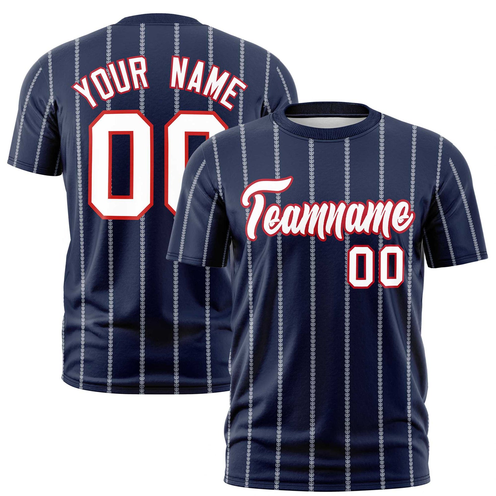 Custom Navy White Personalized Vertical Stripe Pattern Performance T-Shirt