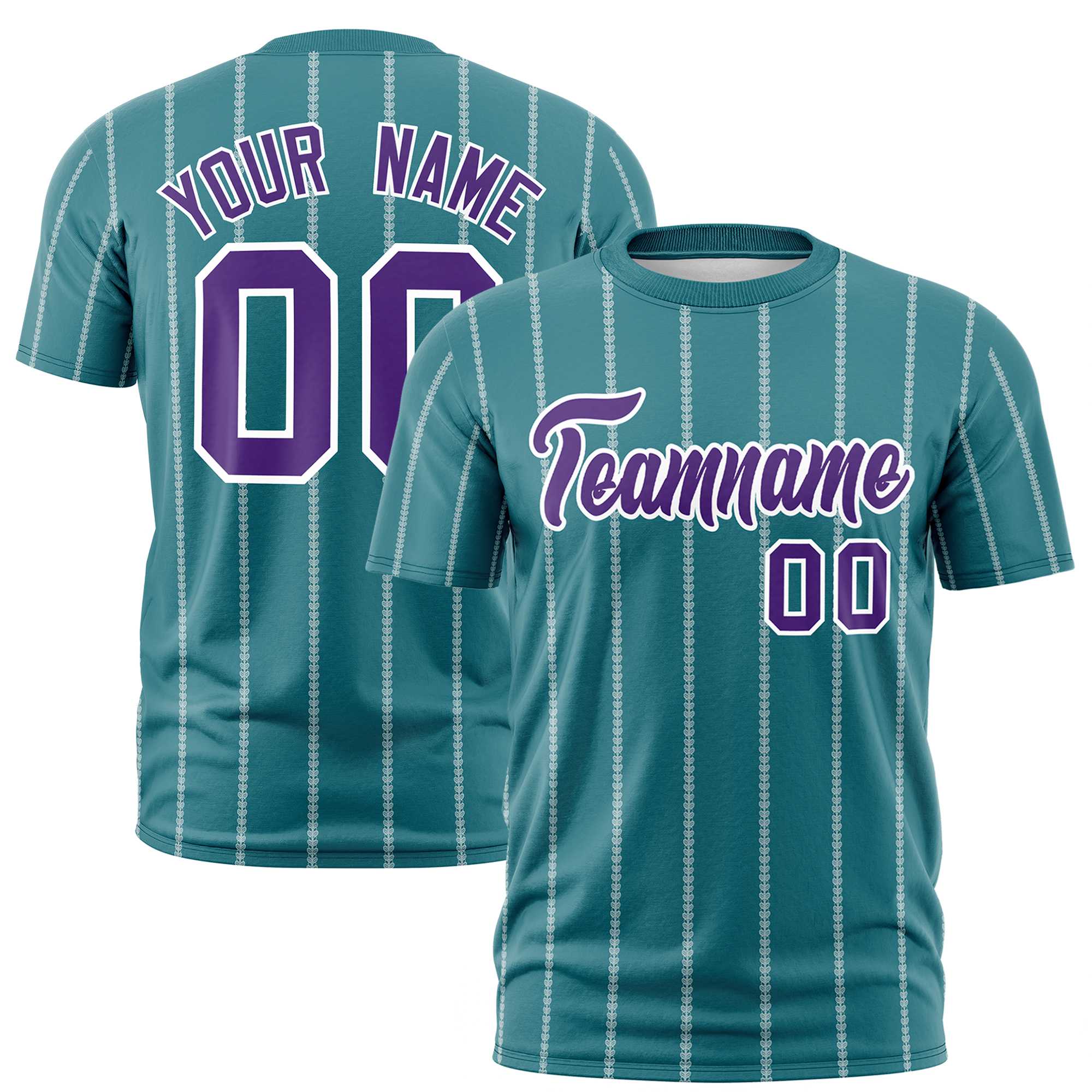 Custom Aqua Purple Personalized Vertical Stripe Pattern Performance T-Shirt