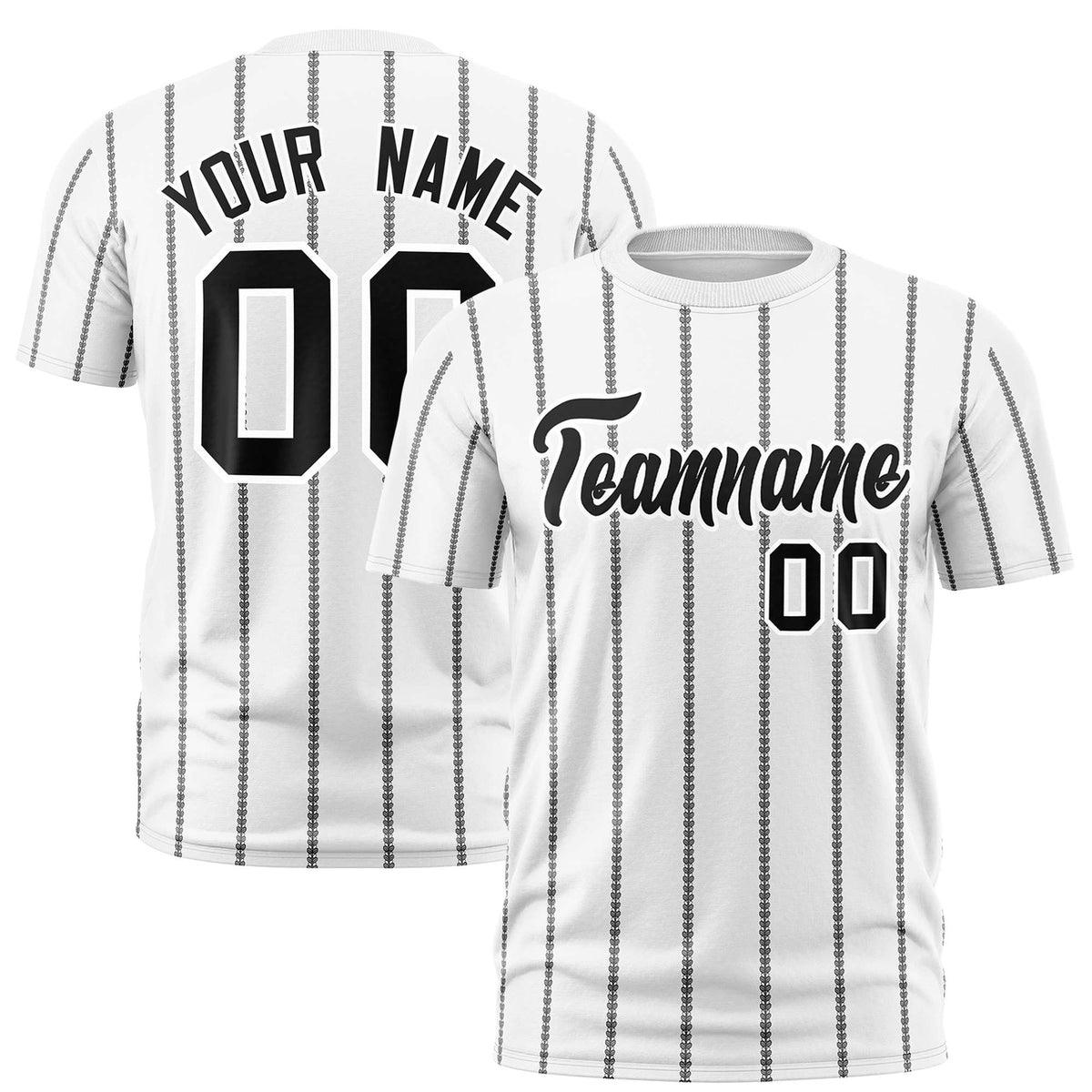 Custom White Black Personalized Vertical Stripe Pattern Performance T-Shirt