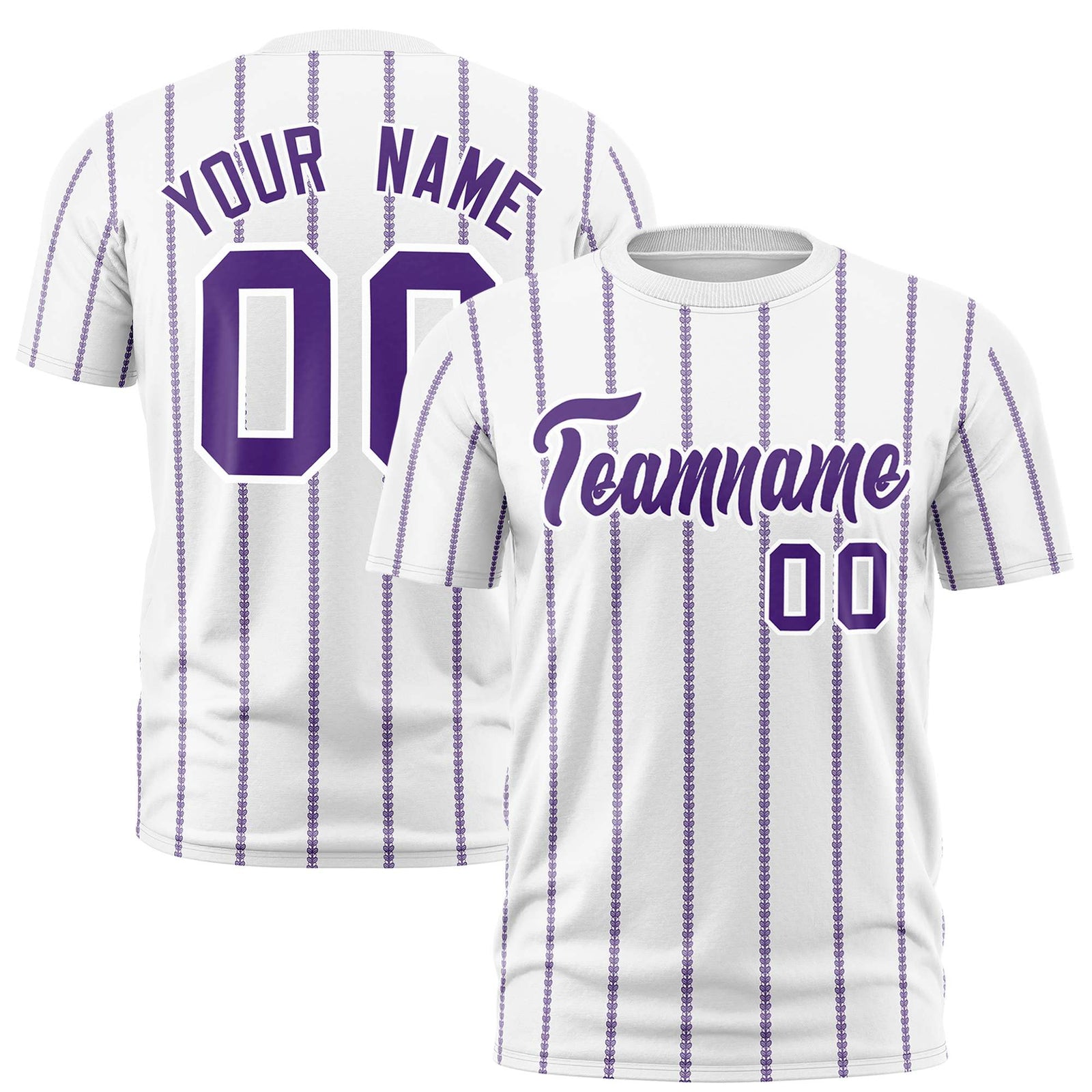 Custom White Purple Personalized Vertical Stripe Pattern Performance T-Shirt