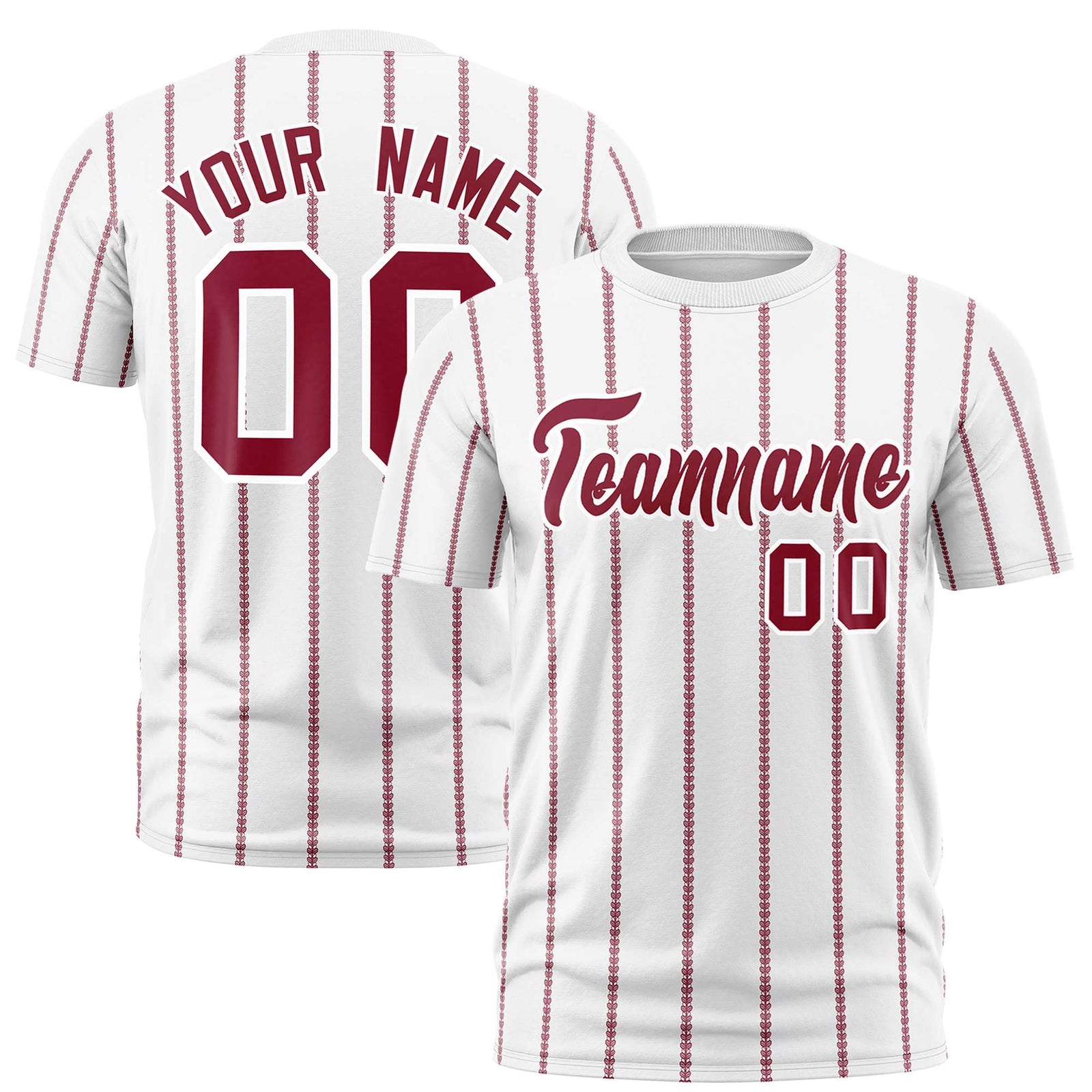 Custom White Red Personalized Vertical Stripe Pattern Performance T-Shirt