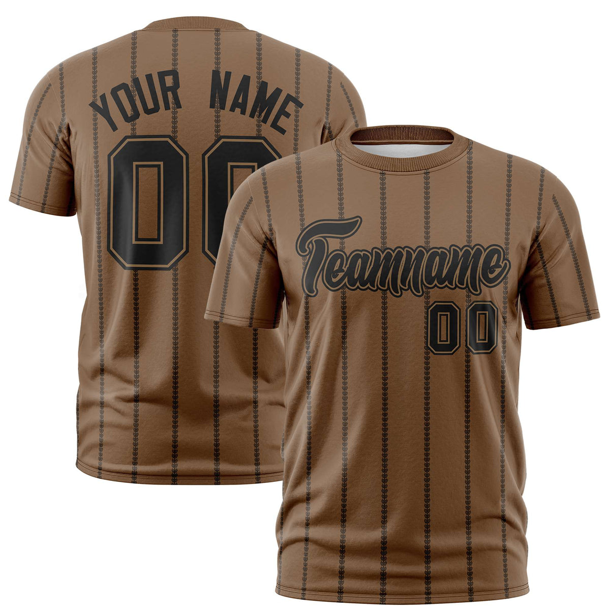 Custom Brown Black Personalized Vertical Stripe Pattern Performance T-Shirt