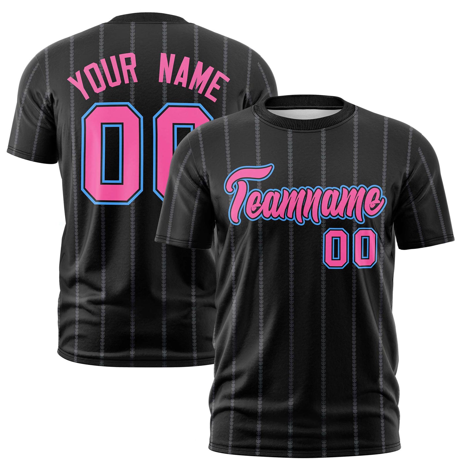Custom Black Pink Personalized Vertical Stripe Pattern Performance T-Shirt