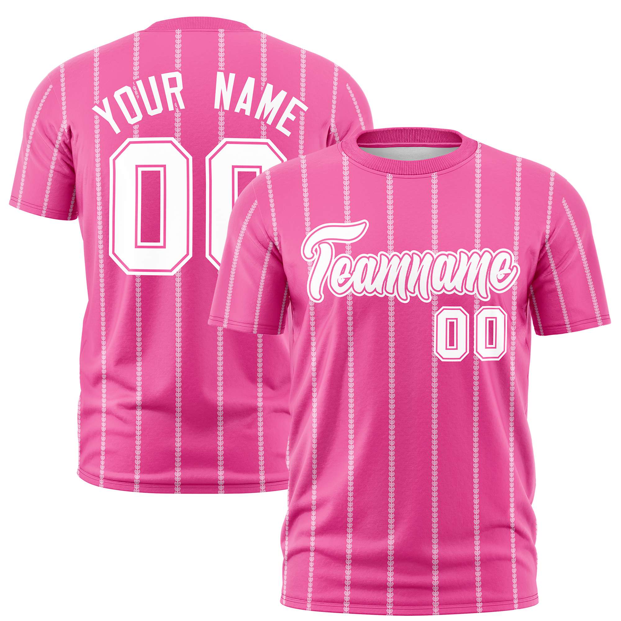 Custom Pink White Personalized Vertical Stripe Pattern Performance T-Shirt