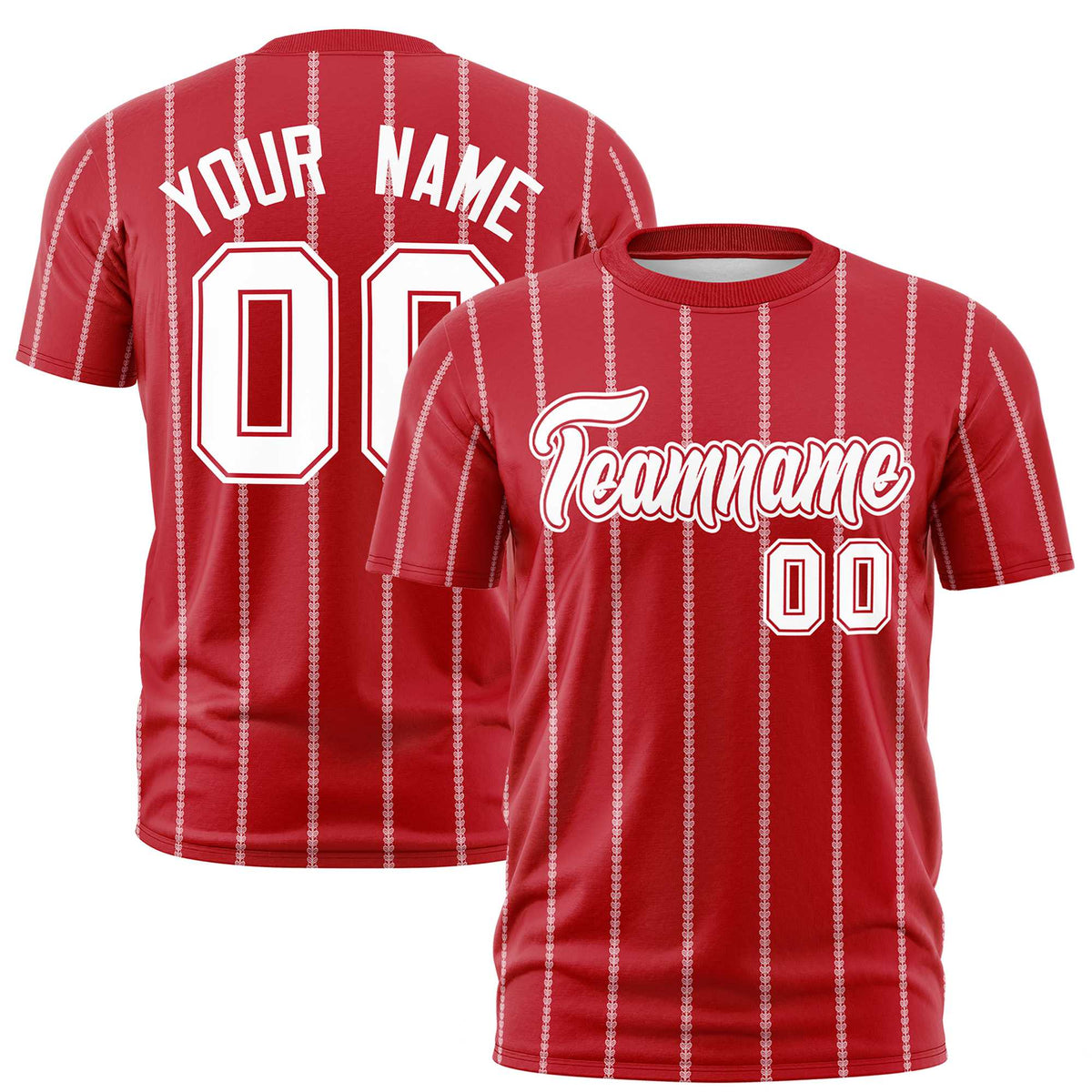 Custom Red White Personalized Vertical Stripe Pattern Performance T-Shirt