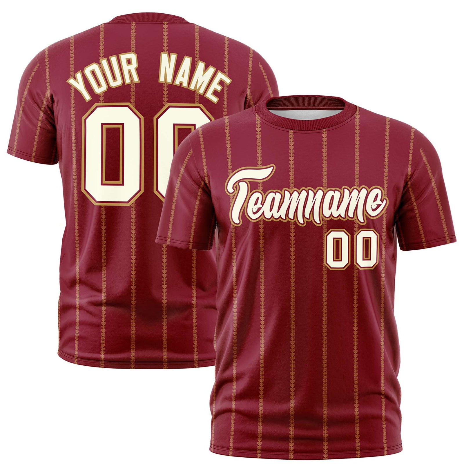 Custom Crimson White Personalized Vertical Stripe Pattern Performance T-Shirt