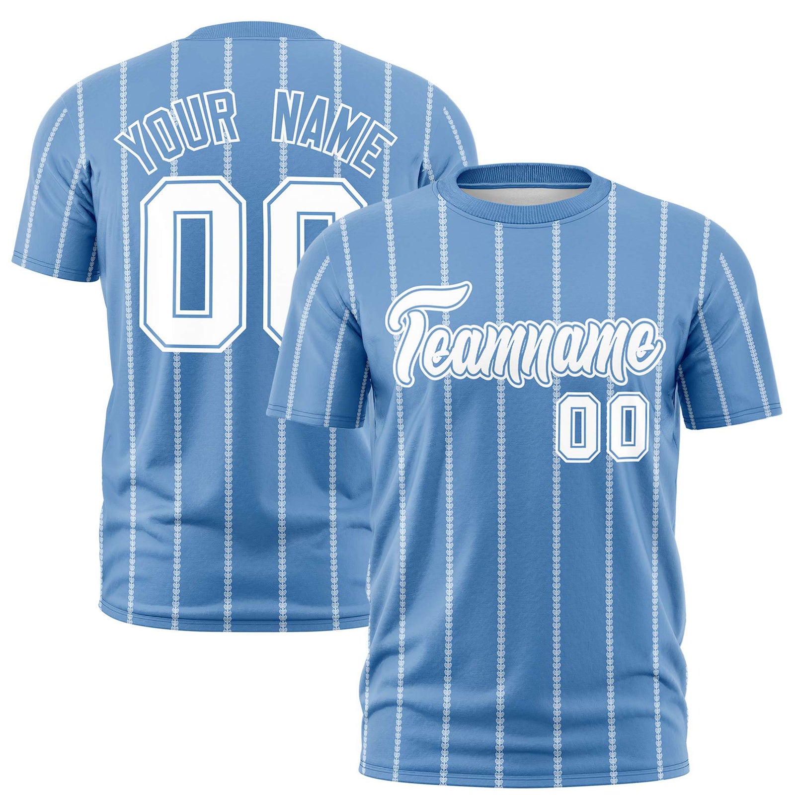 Custom Light Blue White Personalized Vertical Stripe Pattern Performance T-Shirt
