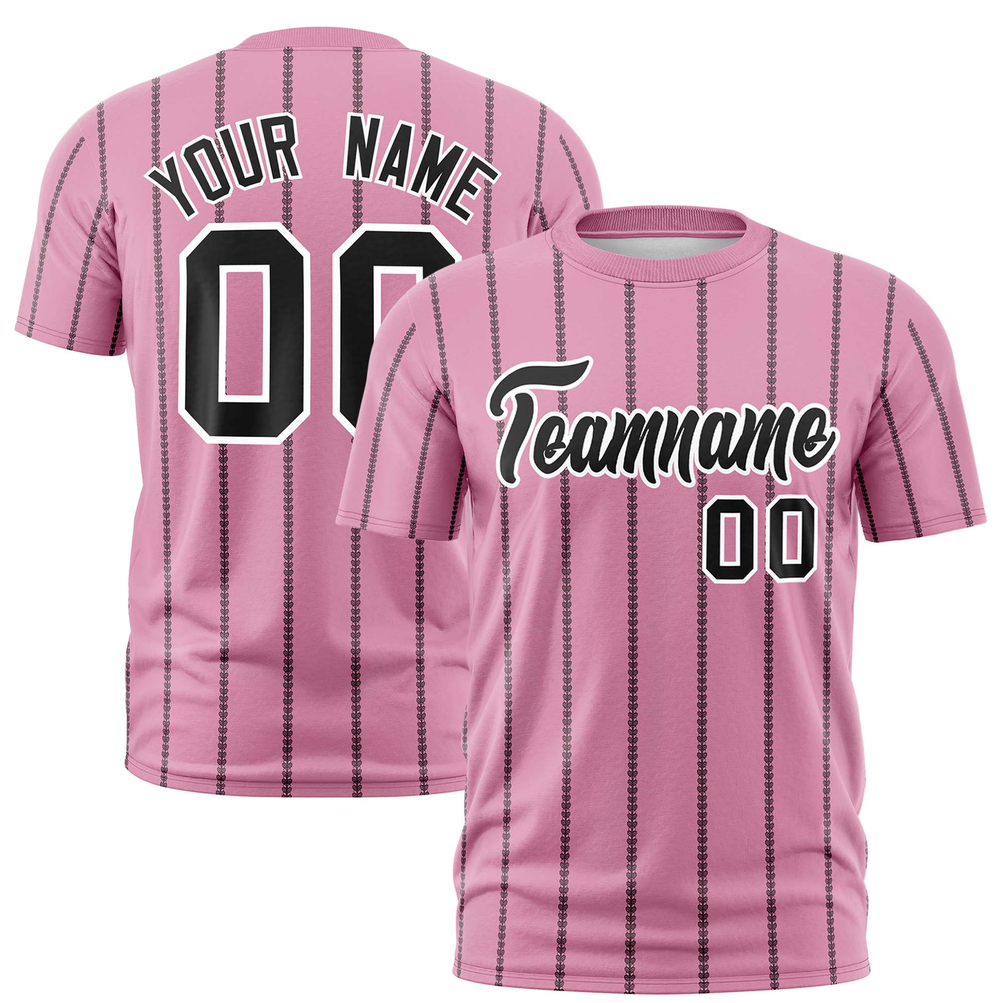 Custom Pink Black Personalized Vertical Stripe Pattern Performance T-Shirt