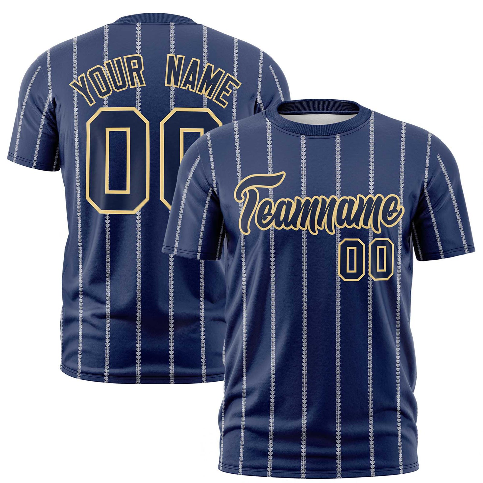 Custom Navy White Personalized Vertical Stripe Pattern Performance T-Shirt