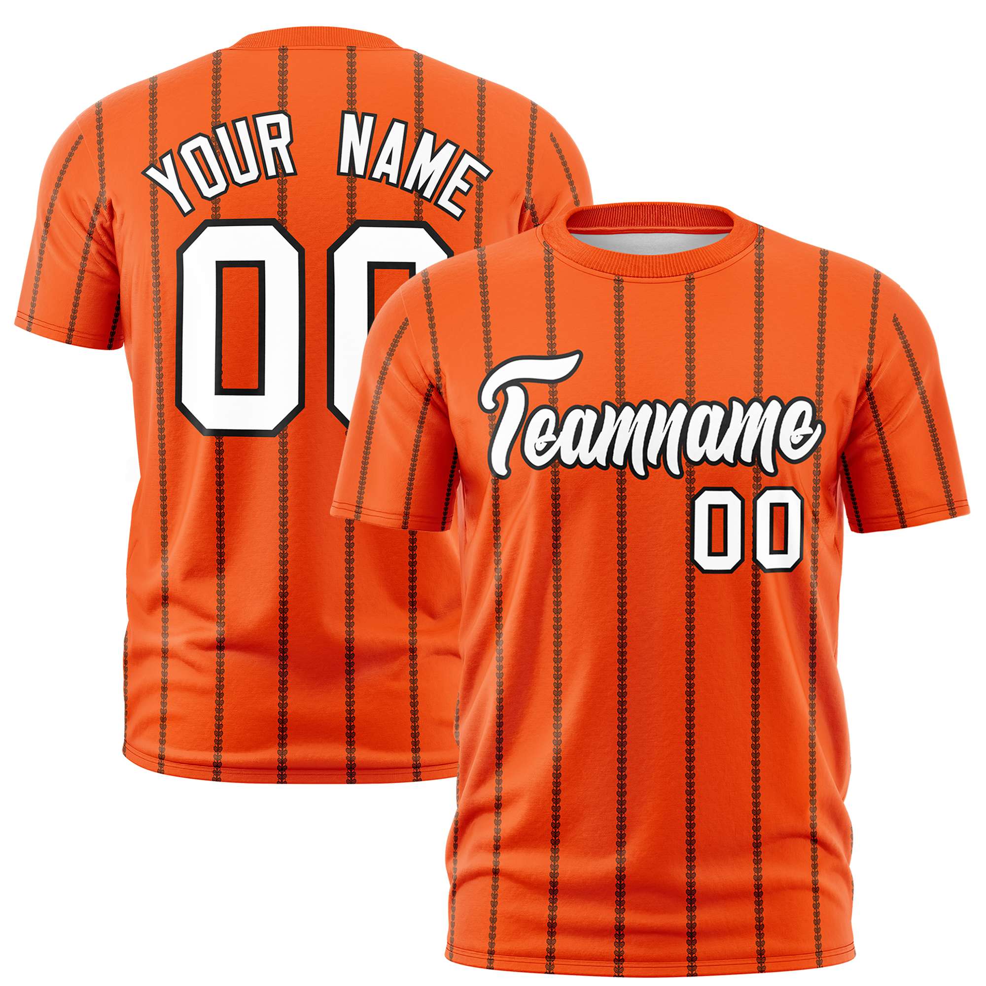 Custom Orange Black Personalized Vertical Stripe Pattern Performance T-Shirt