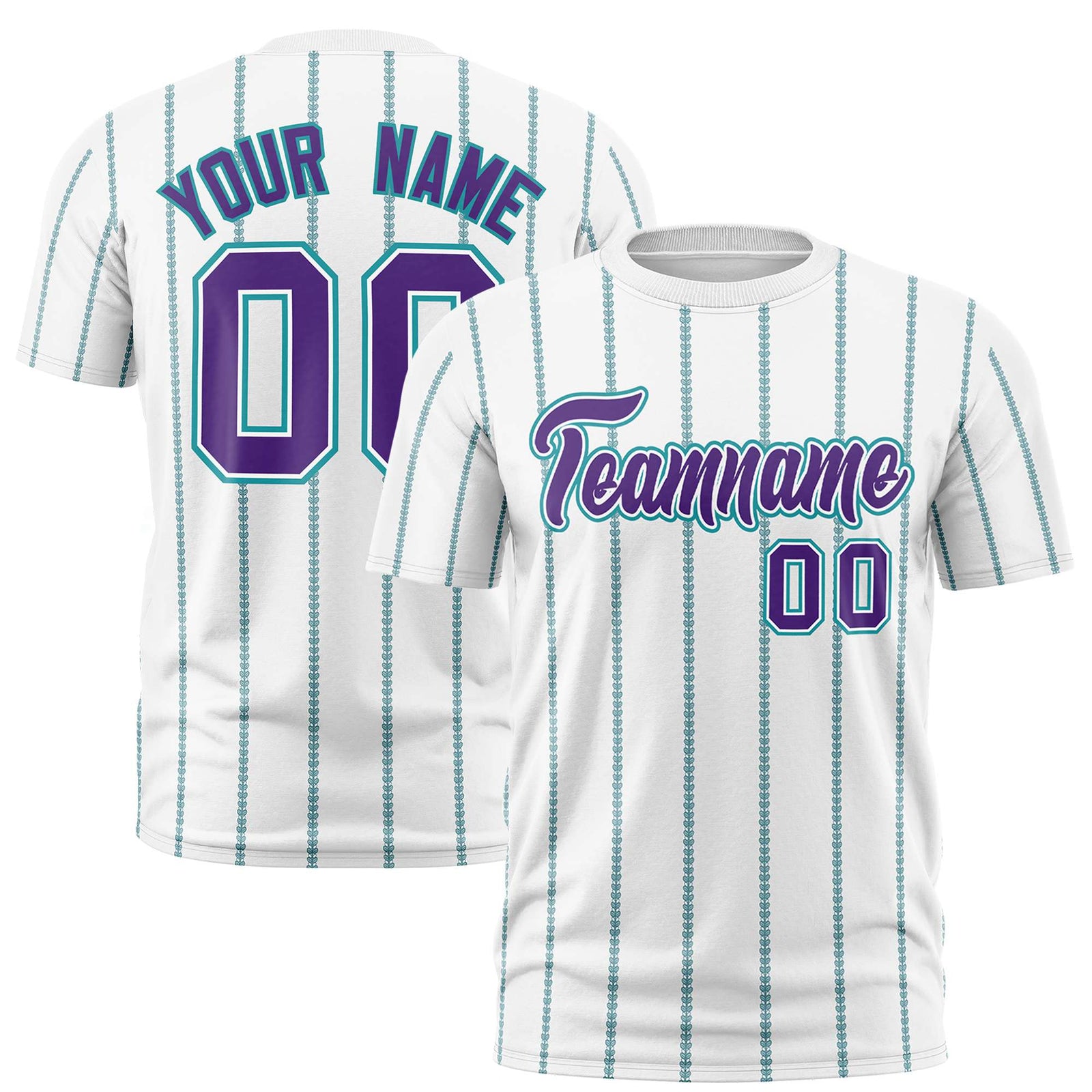 Custom White Purple Personalized Vertical Stripe Pattern Performance T-Shirt