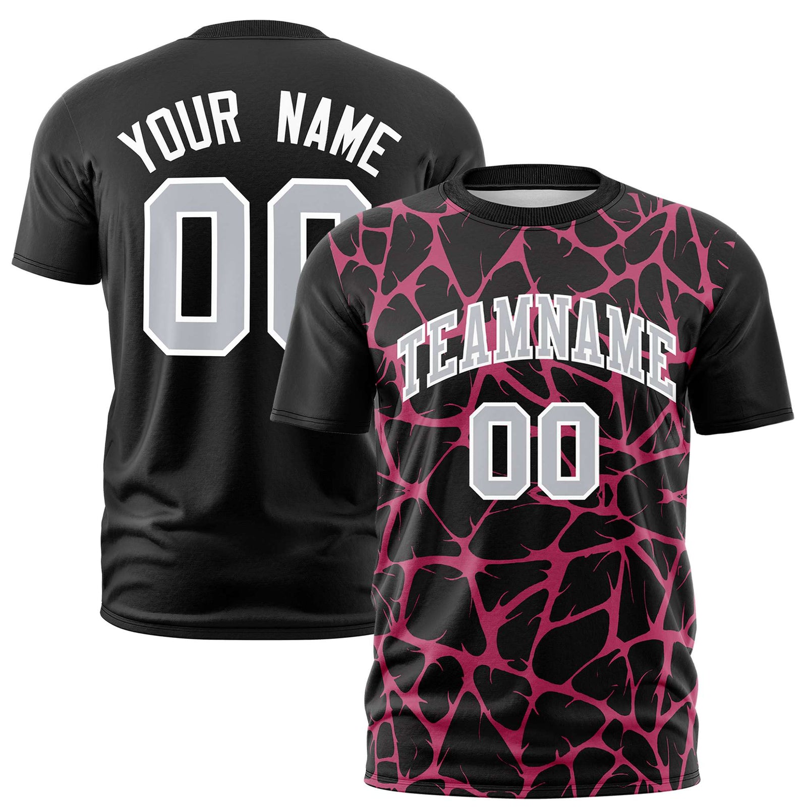 Custom Black Pink 3D Pattern Design Abstract Network Performance T-Shirt