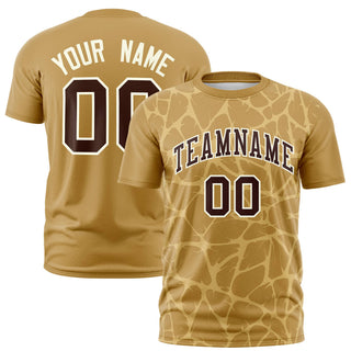 Custom Old Gold Khaki 3D Pattern Design Abstract Network Performance T-Shirt - Style 1